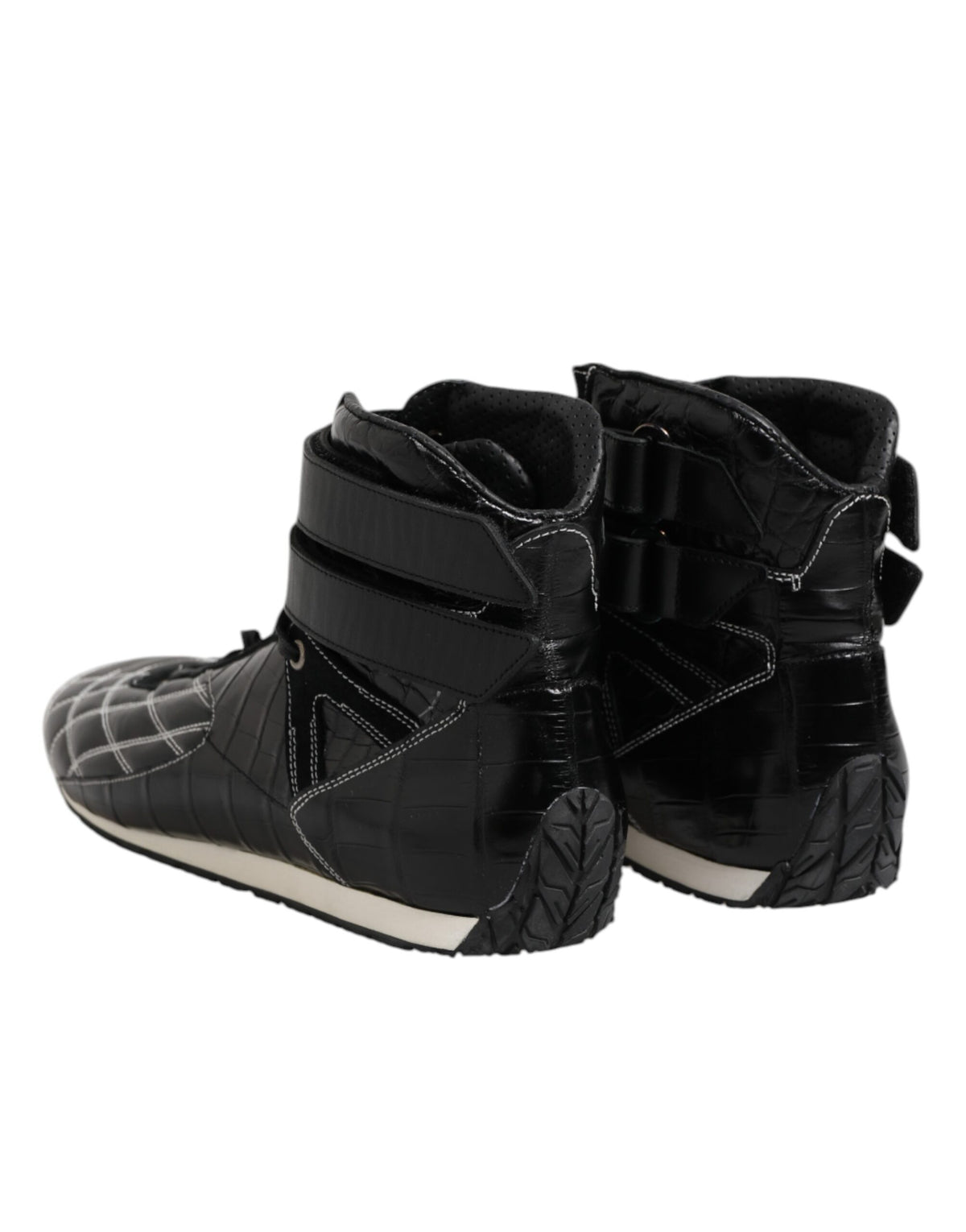 Dolce & Gabbana Black Quilted Leather Lace Up Sneakers Men's Shoes