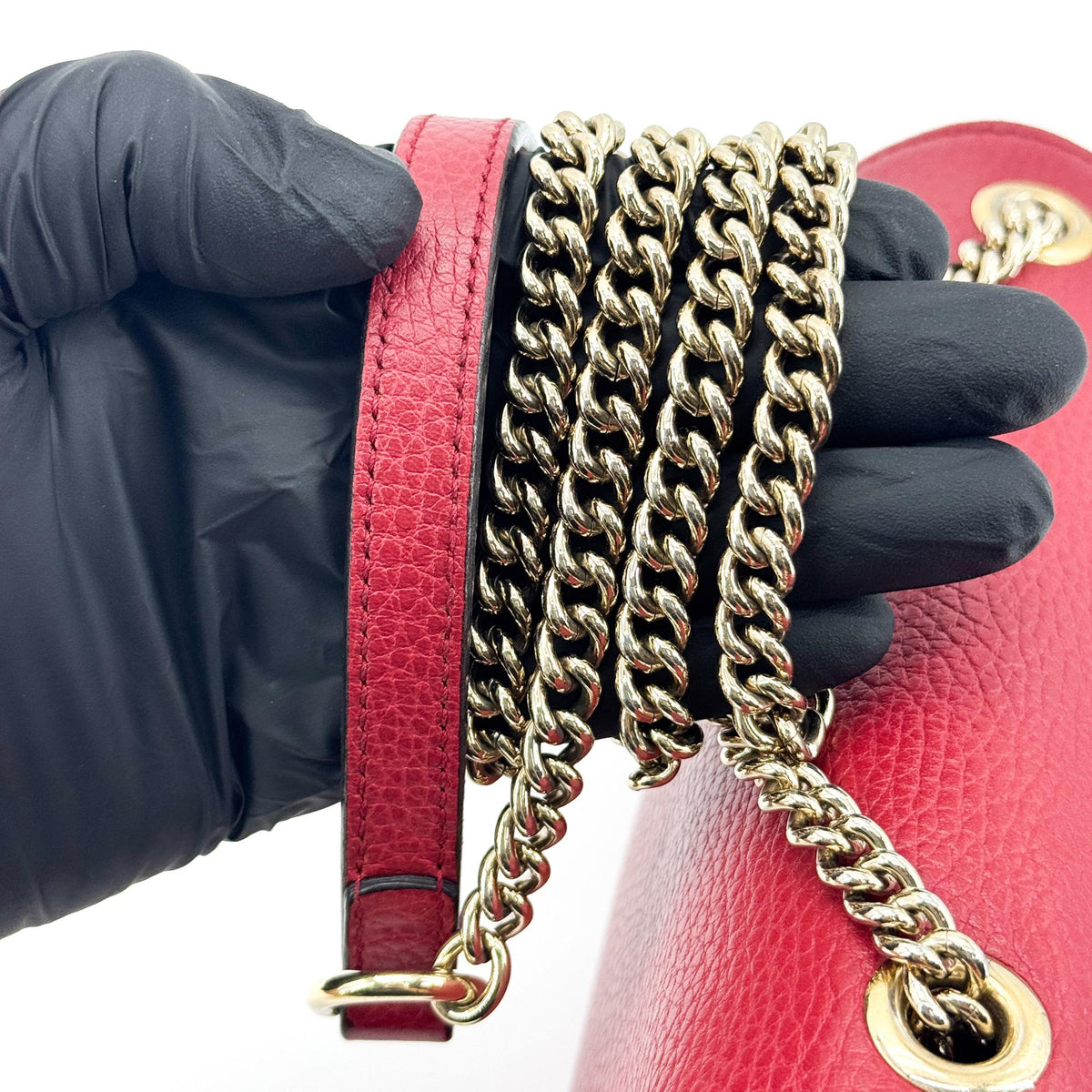 Gucci Interlocking Leather Red Leather Shoulder Bag Bag (Pre-Owned)
