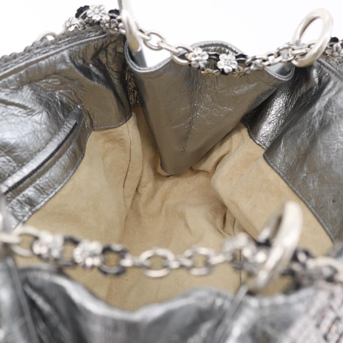 Bottega Veneta Intrecciato Shoulder Leather Silver Leather Shoulder Bag Bag (Pre-Owned)