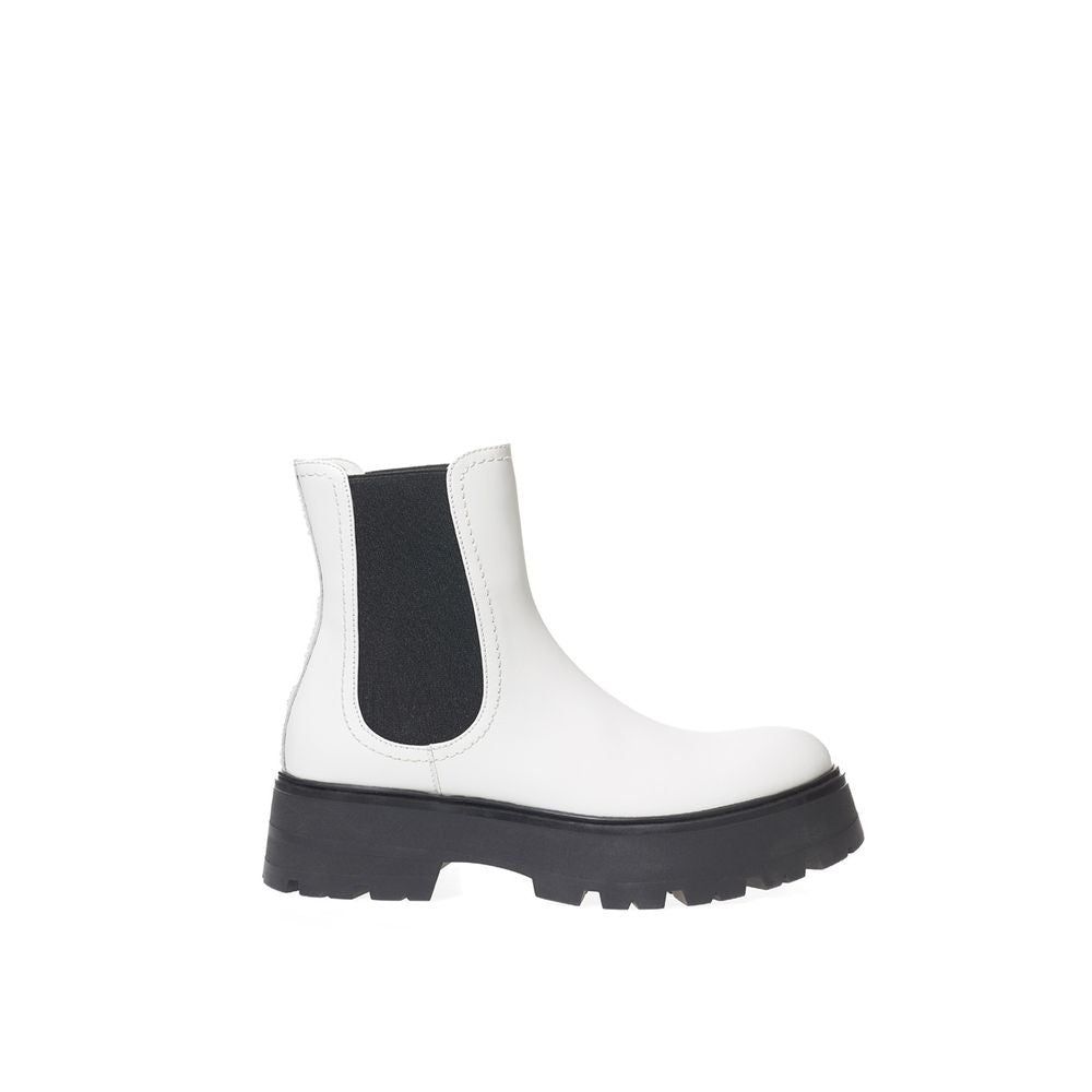 Alexander McQueen Black And White Leather Chelsea Women's Boots