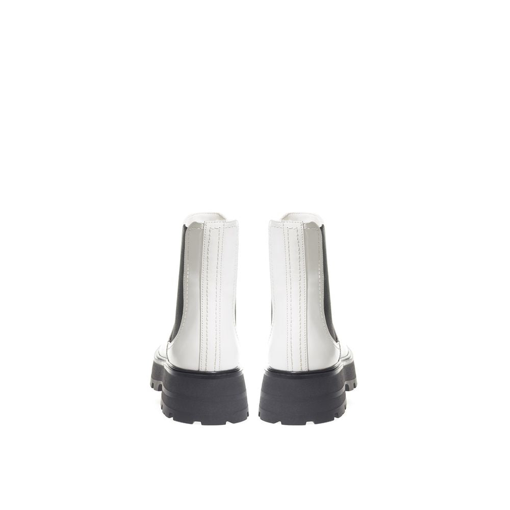 Alexander McQueen Black And White Leather Chelsea Women's Boots