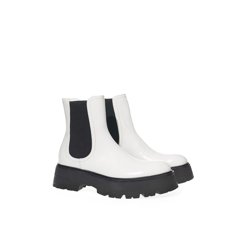 Alexander McQueen Black And White Leather Chelsea Women's Boots