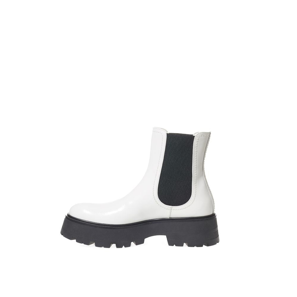 Alexander McQueen Black And White Leather Chelsea Women's Boots