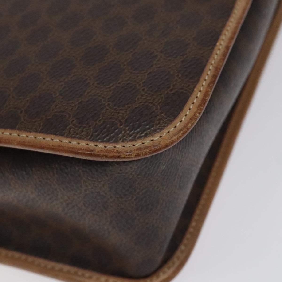 Celine Vintage Macadam Canvas And Leather Brown Canvas Shoulder Bag Bag (Pre-Owned)