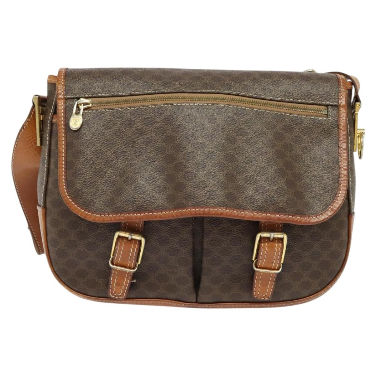 Celine Vintage Macadam Canvas And Leather Brown Canvas Shoulder Bag Bag (Pre-Owned)