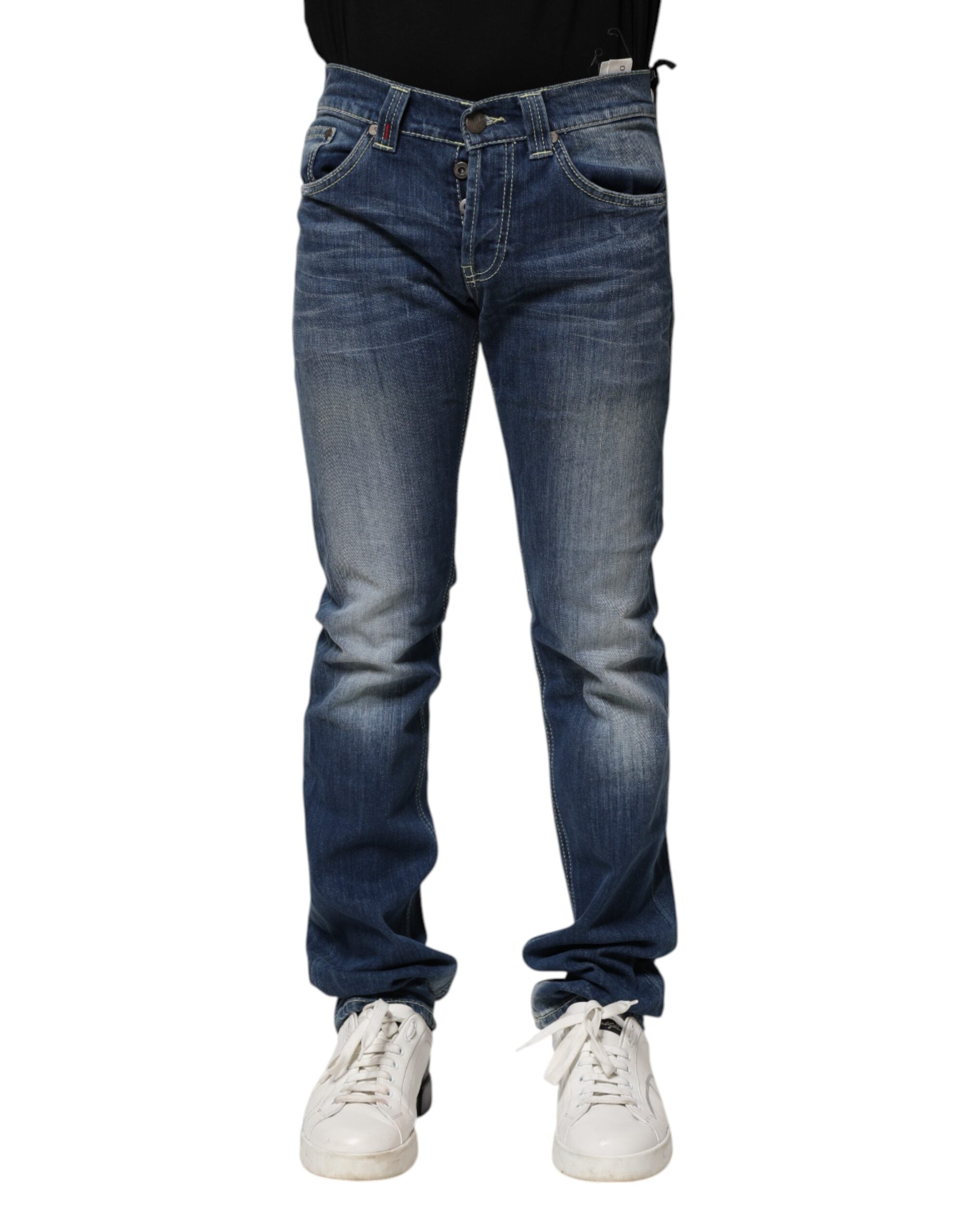 Dondup Blue Washed Skinny Fit Casual Men Denim Men's Jeans