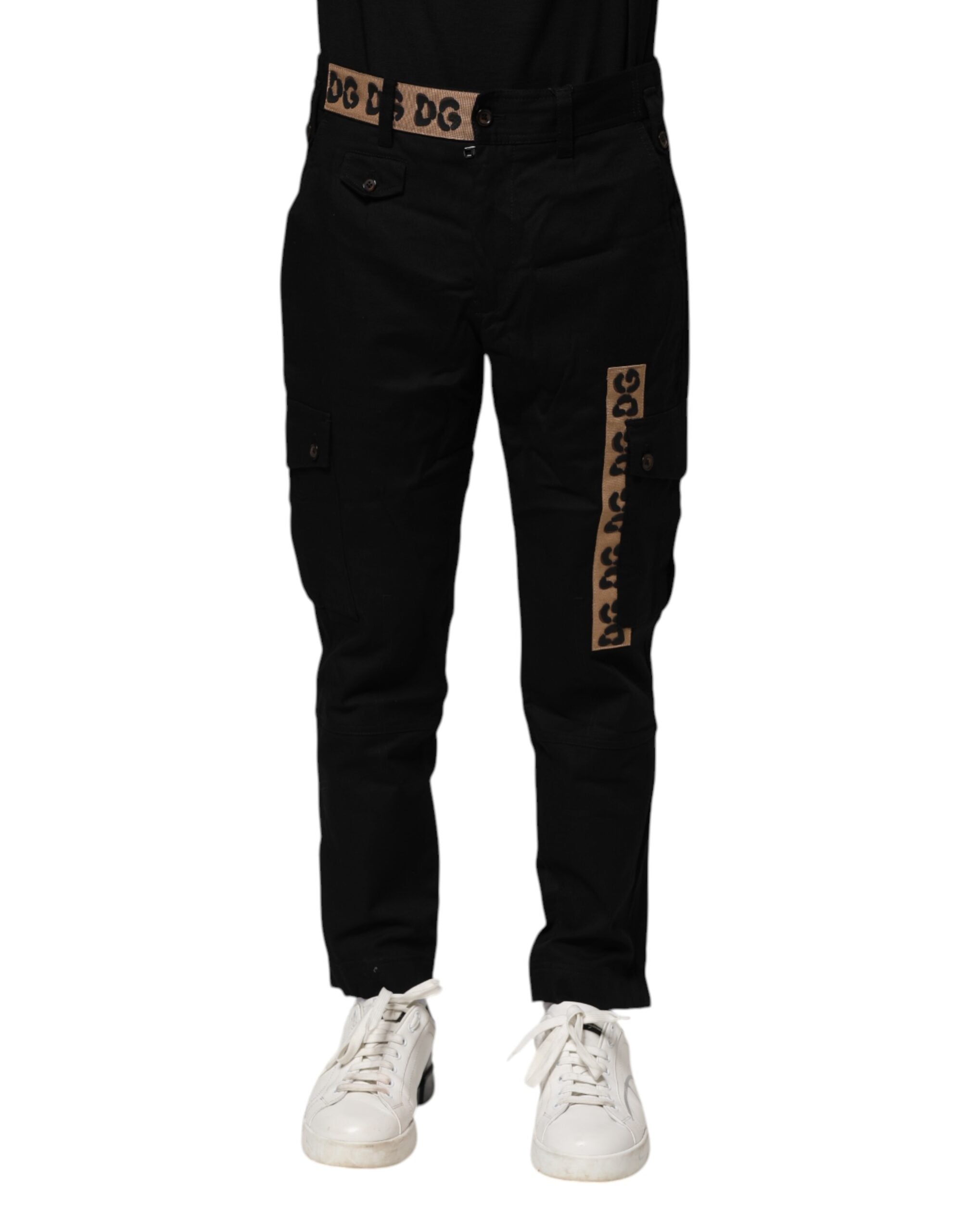 Dolce & Gabbana Black Cotton Cargo Casual Men's Pants
