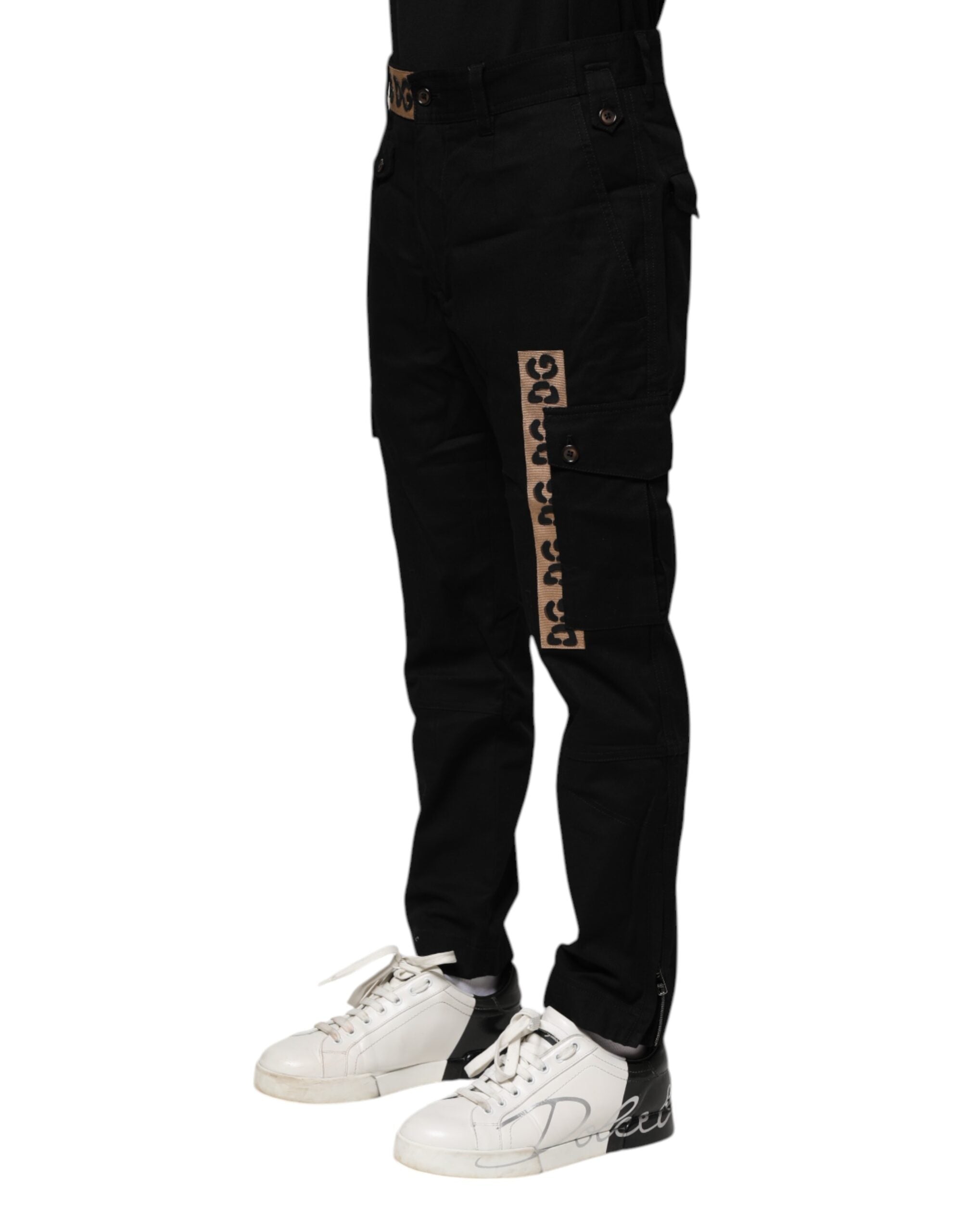 Dolce & Gabbana Black Cotton Cargo Casual Men's Pants