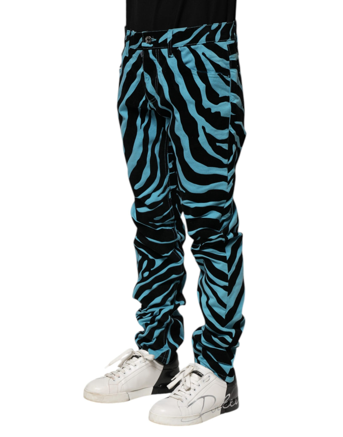 Dolce & Gabbana Blue Black Stripes Skinny Denim Men's Jeans