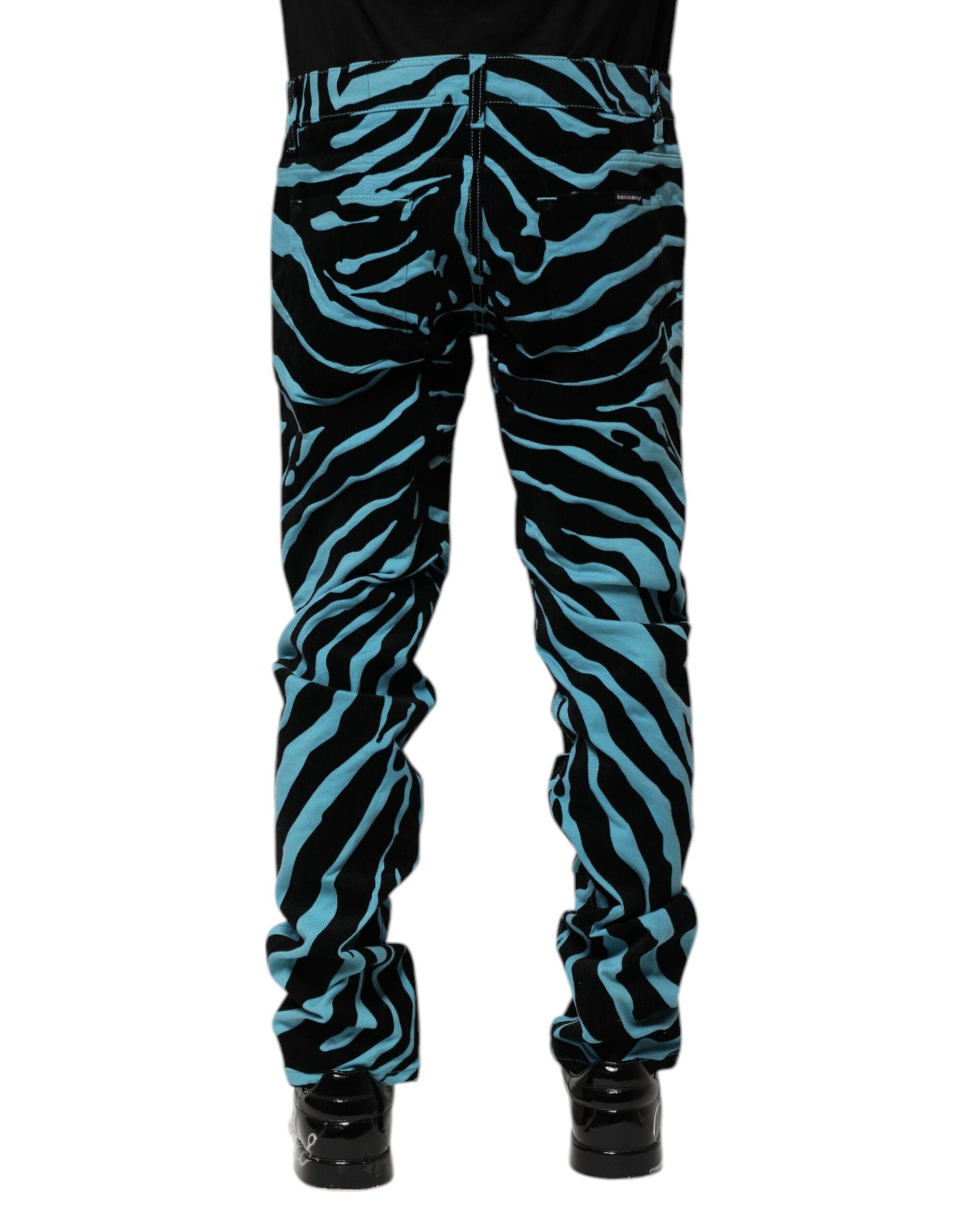 Dolce & Gabbana Blue Black Stripes Skinny Denim Men's Jeans