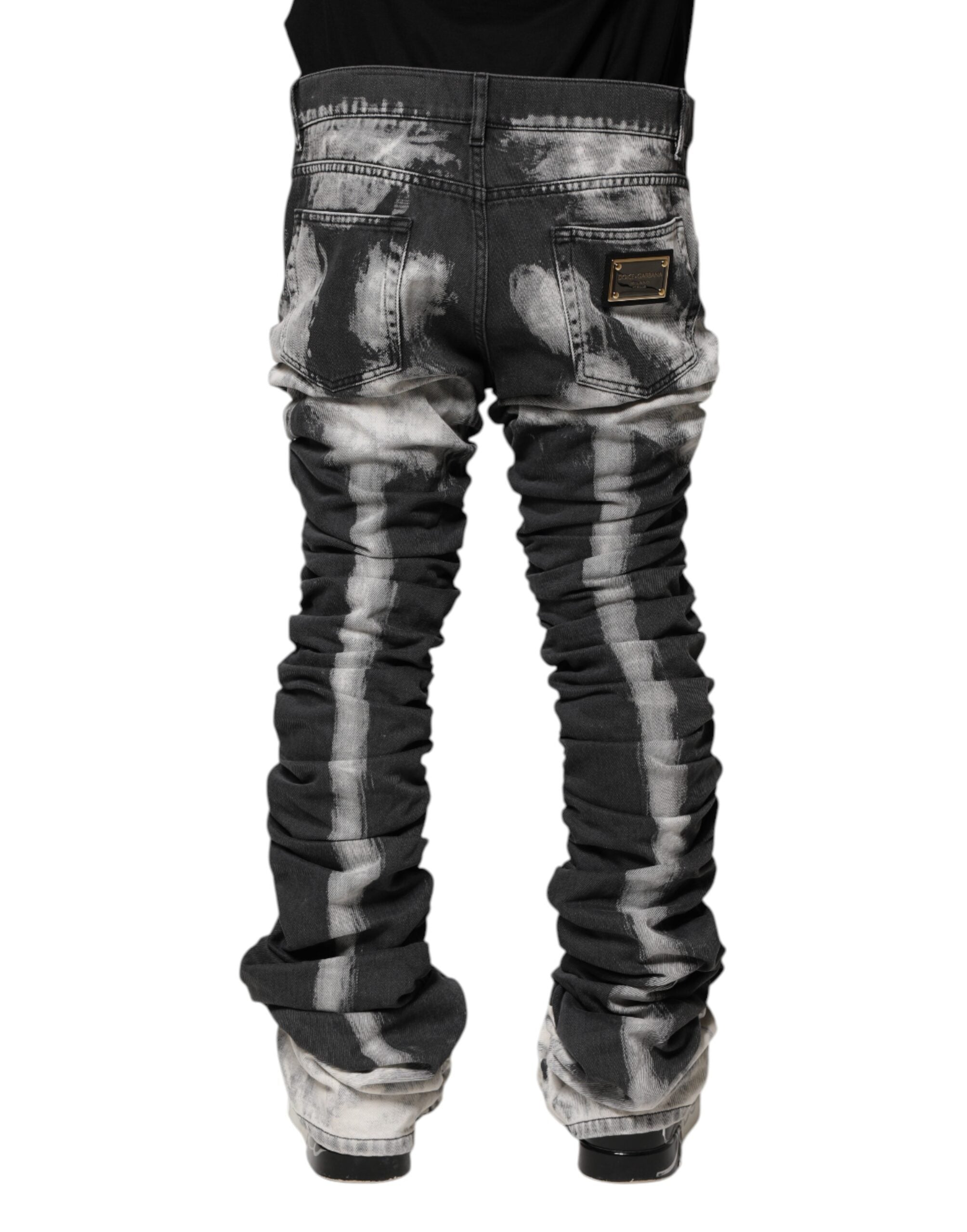 Dolce & Gabbana Dark Gray Tie Dye Straight Denim Men's Jeans