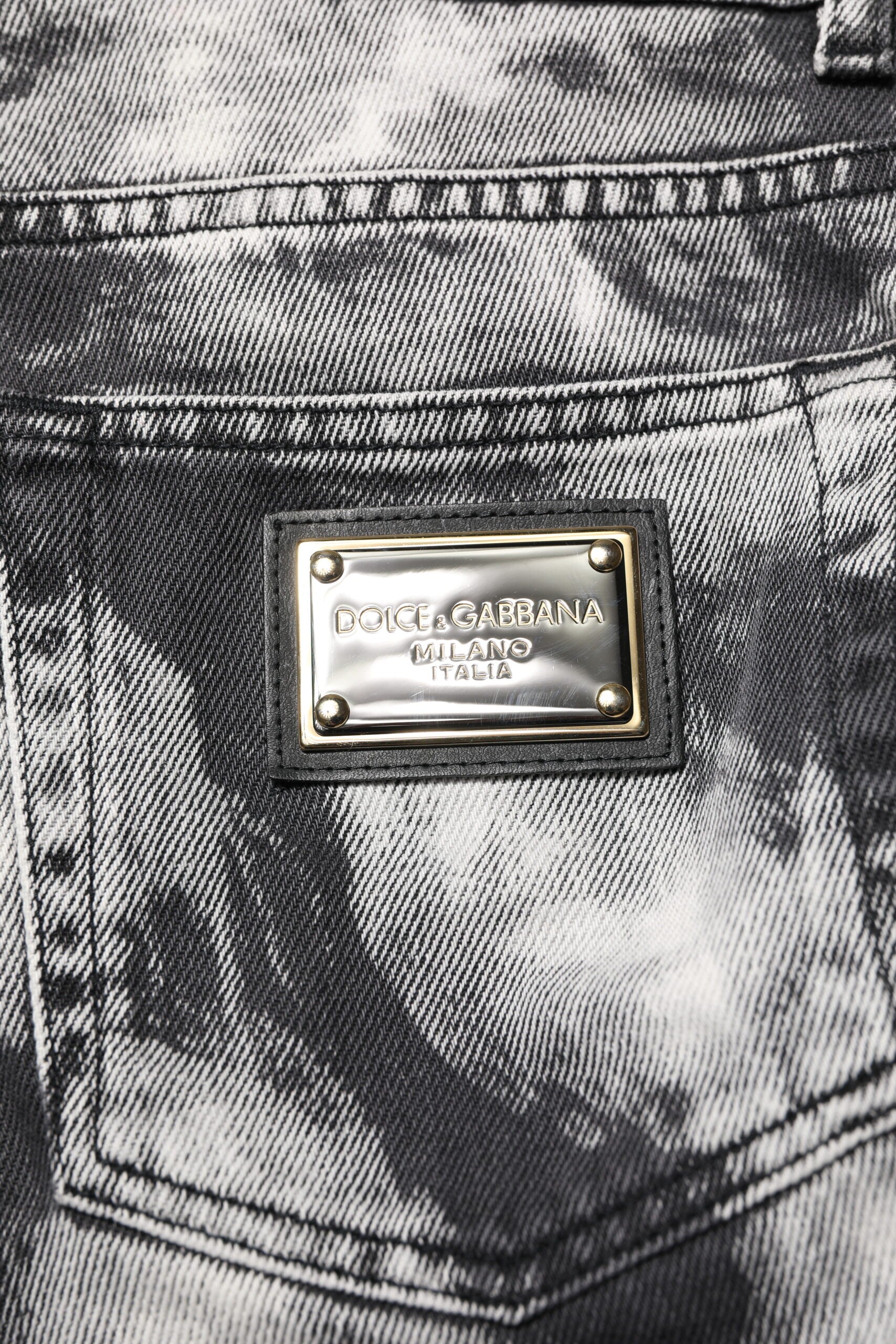 Dolce & Gabbana Dark Gray Tie Dye Straight Denim Men's Jeans