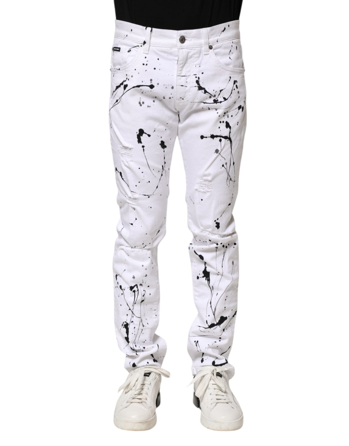 Dolce & Gabbana White ColorSplash Skinny Denim Men's Jeans (Pre-Owned)
