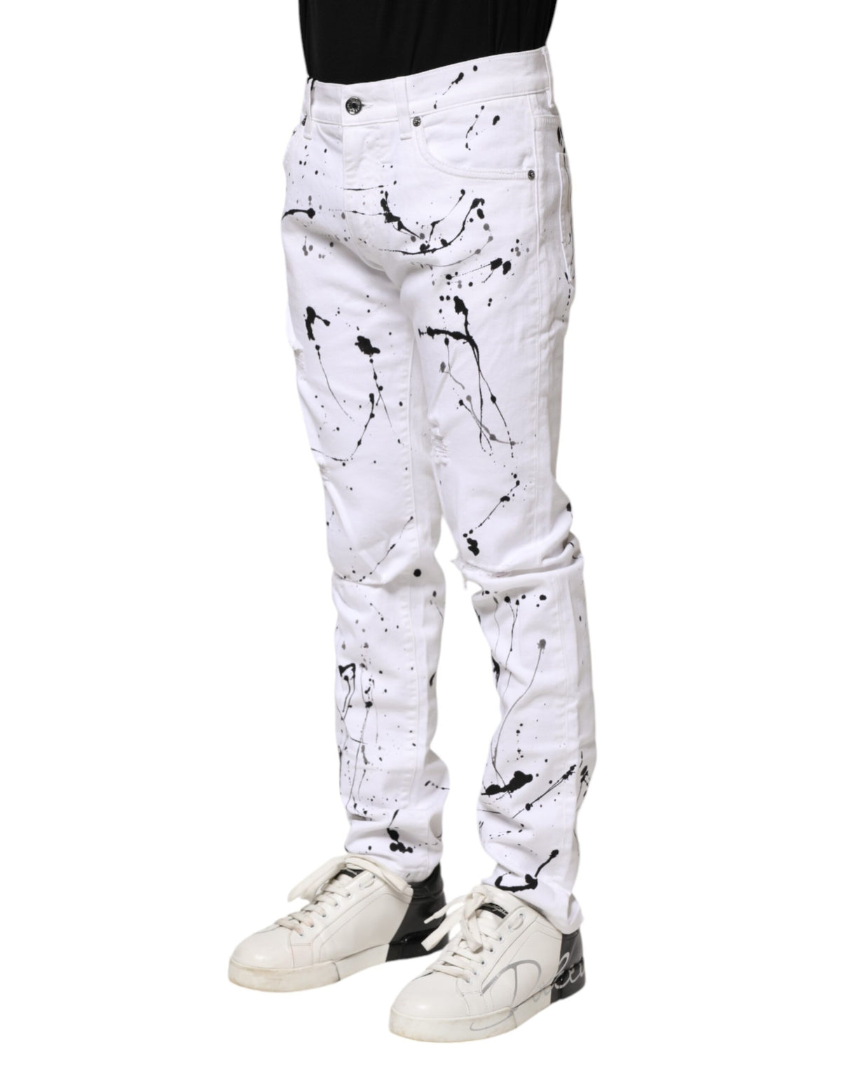 Dolce & Gabbana White ColorSplash Skinny Denim Men's Jeans (Pre-Owned)