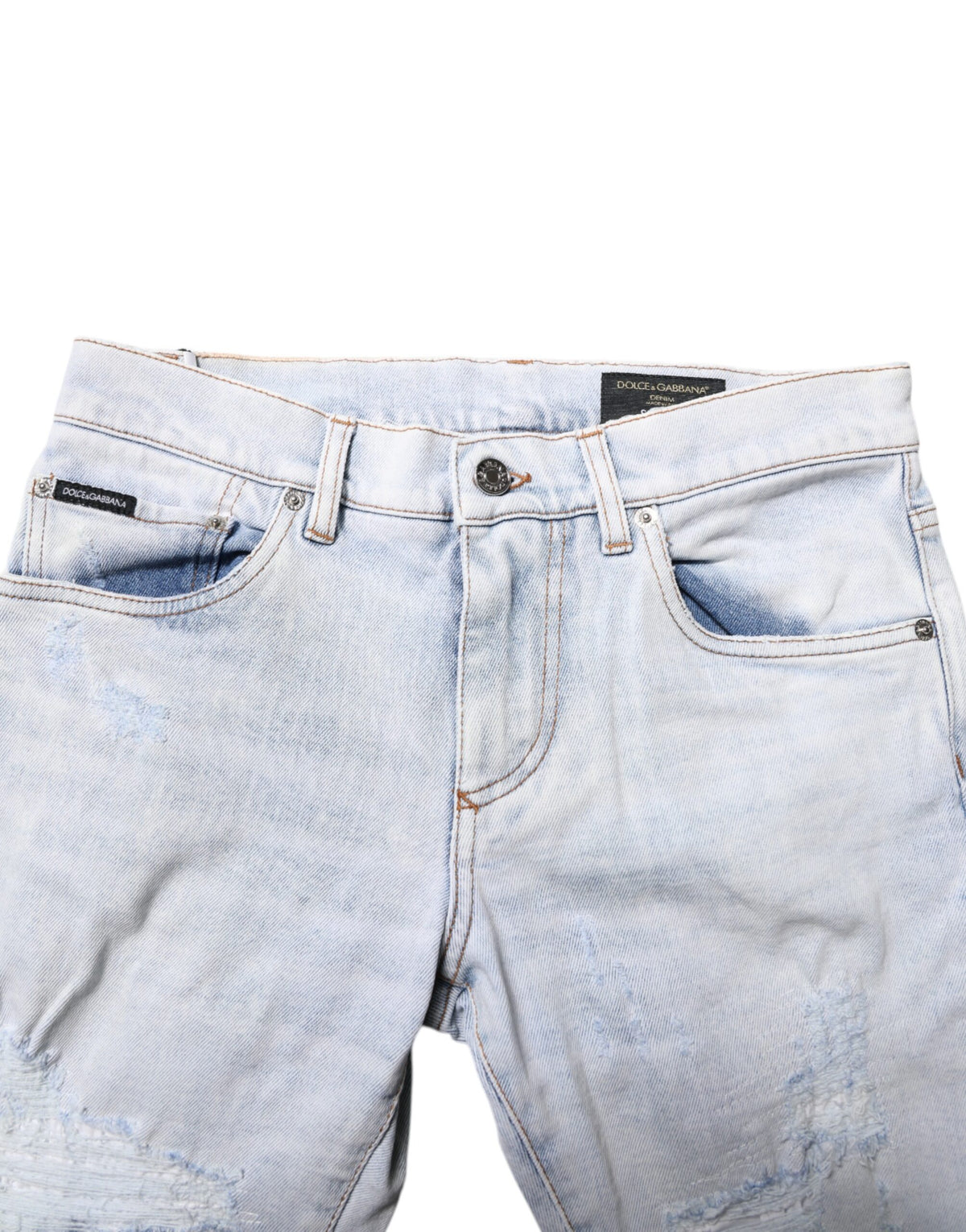 Dolce & Gabbana Light Blue Tattered Skinny Denim Men's Jeans (Pre-Owned)