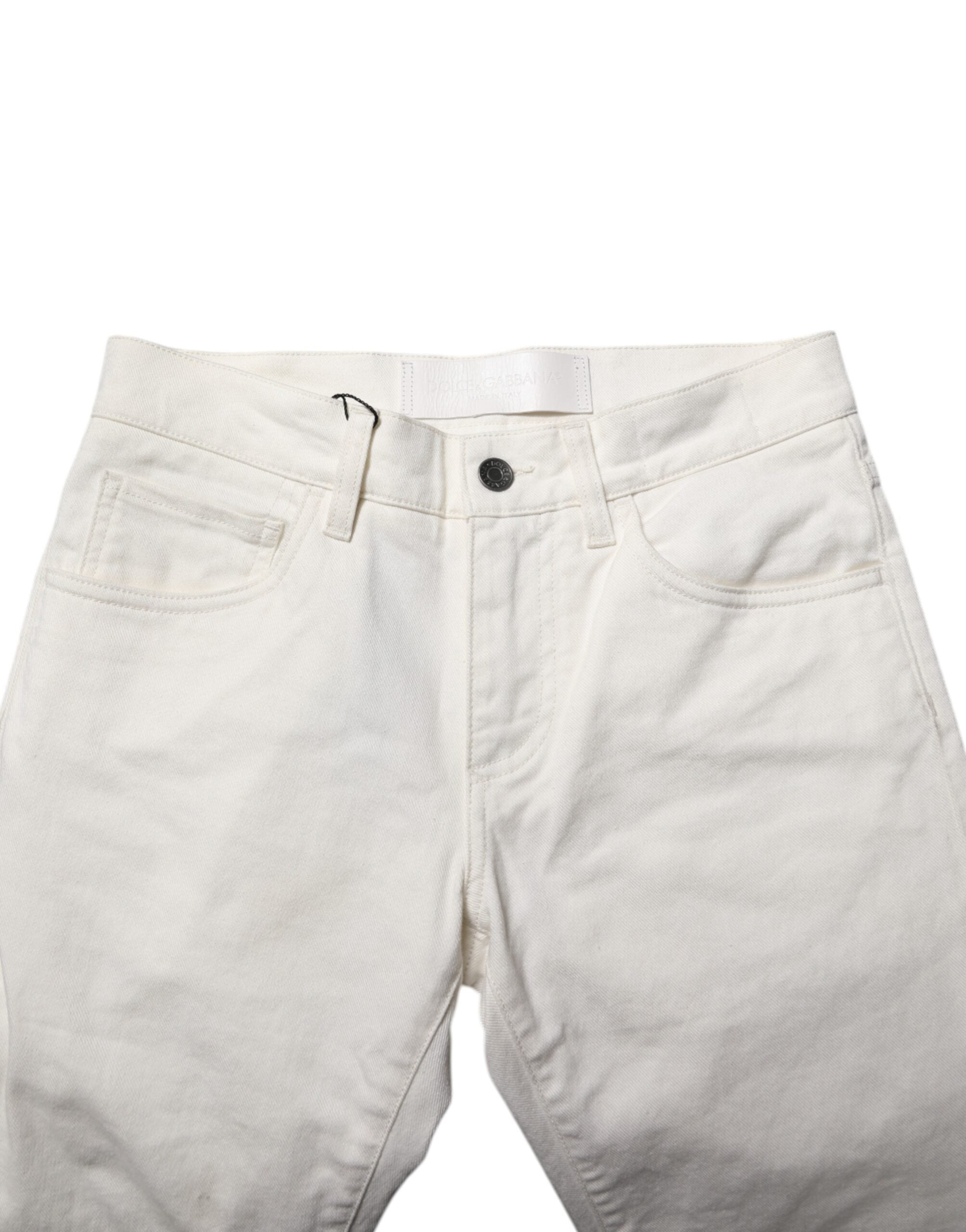 Dolce & Gabbana White Cotton Skinny Men Denim Men's Jeans (Pre-Owned)