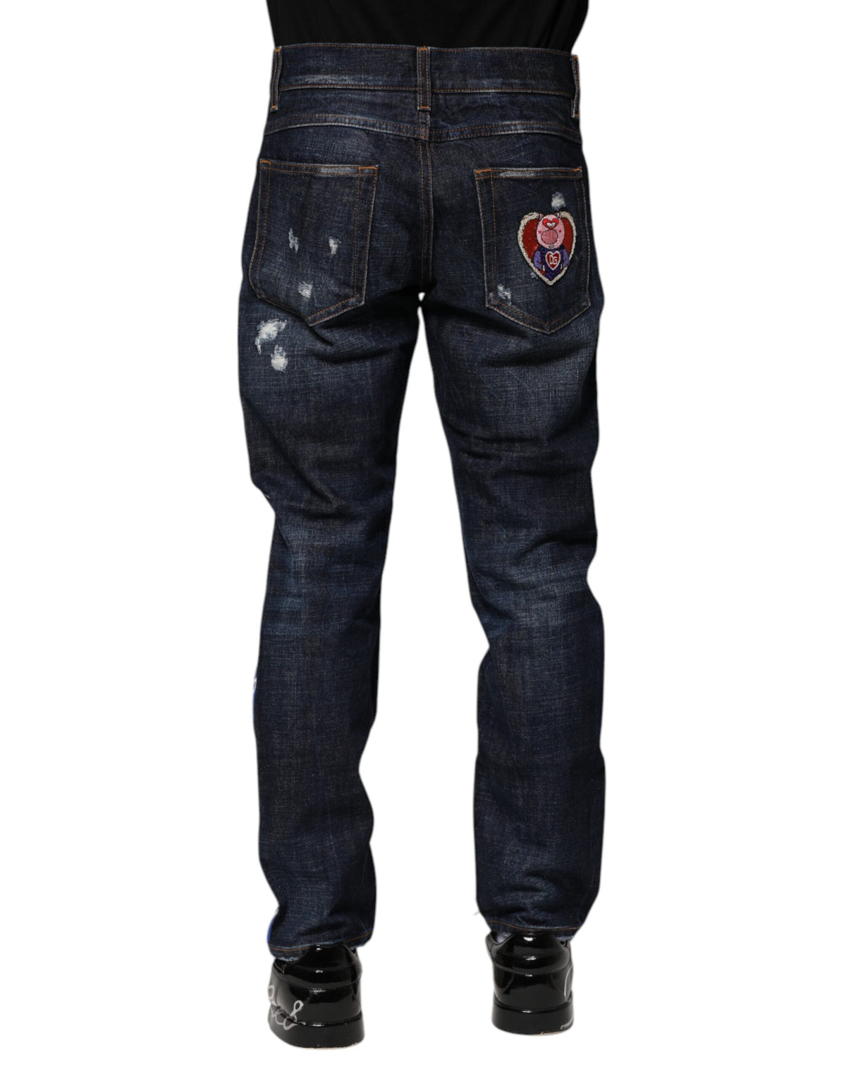 Dolce & Gabbana Dark Blue Tattered Skinny Denim Men's Jeans
