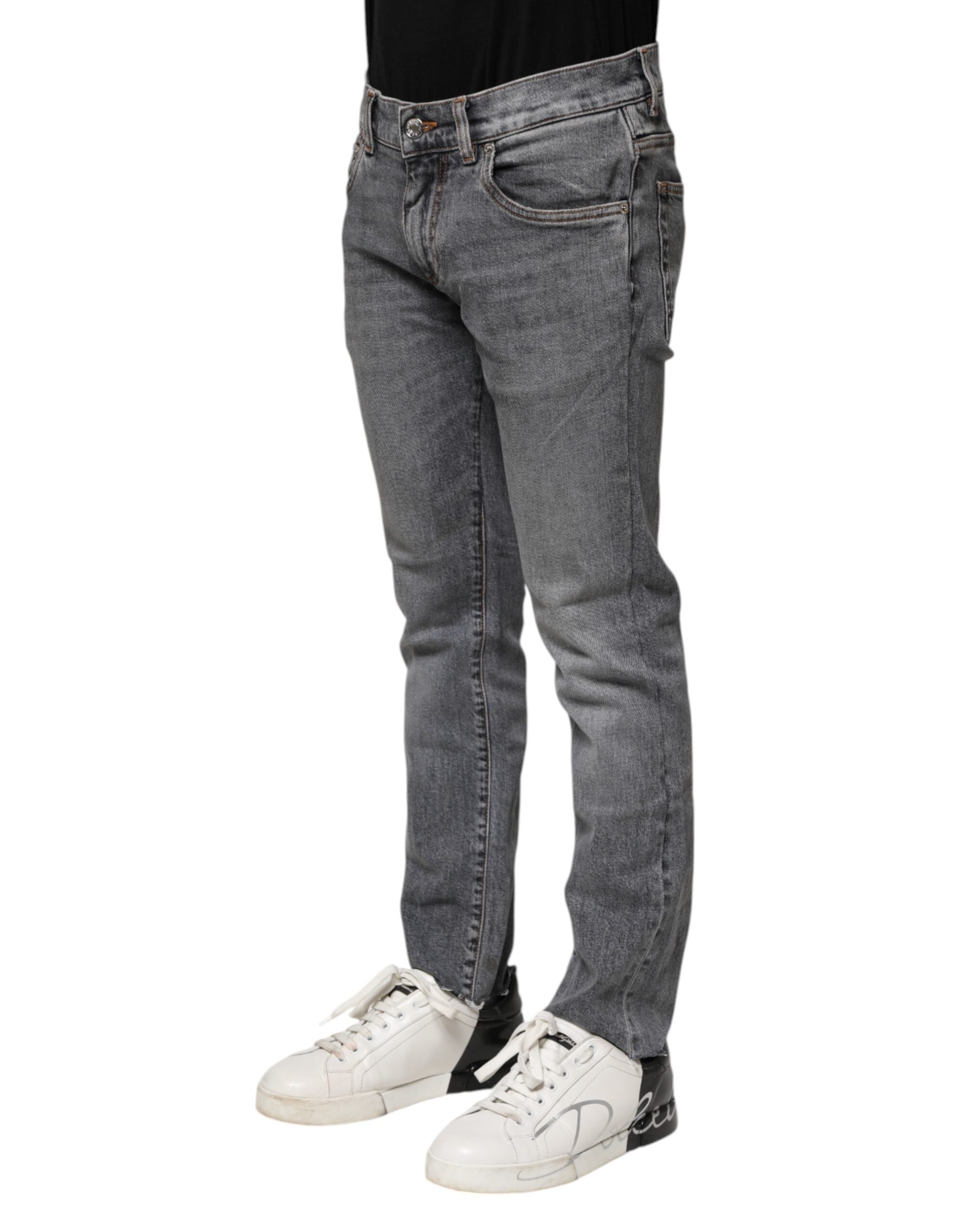 Dolce & Gabbana Gray Cotton Skinny Men Denim Men's Jeans (Pre-Owned)