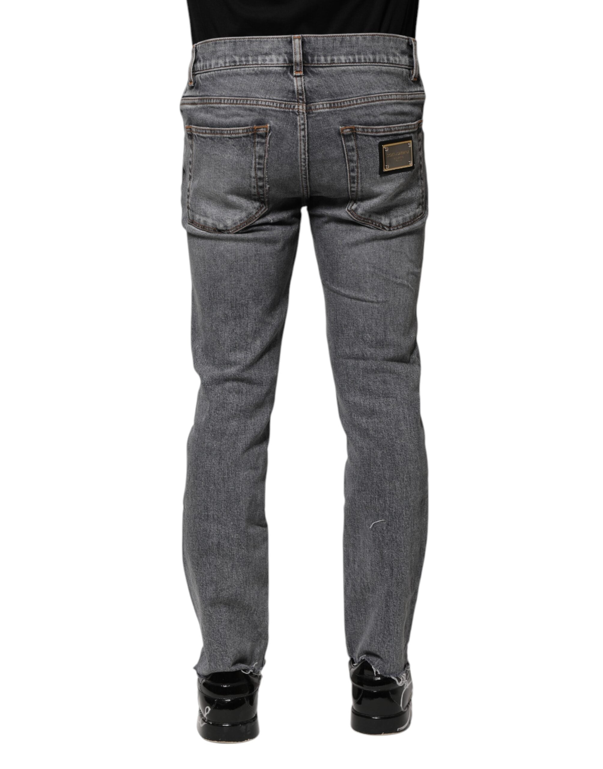 Dolce & Gabbana Gray Cotton Skinny Men Denim Men's Jeans (Pre-Owned)