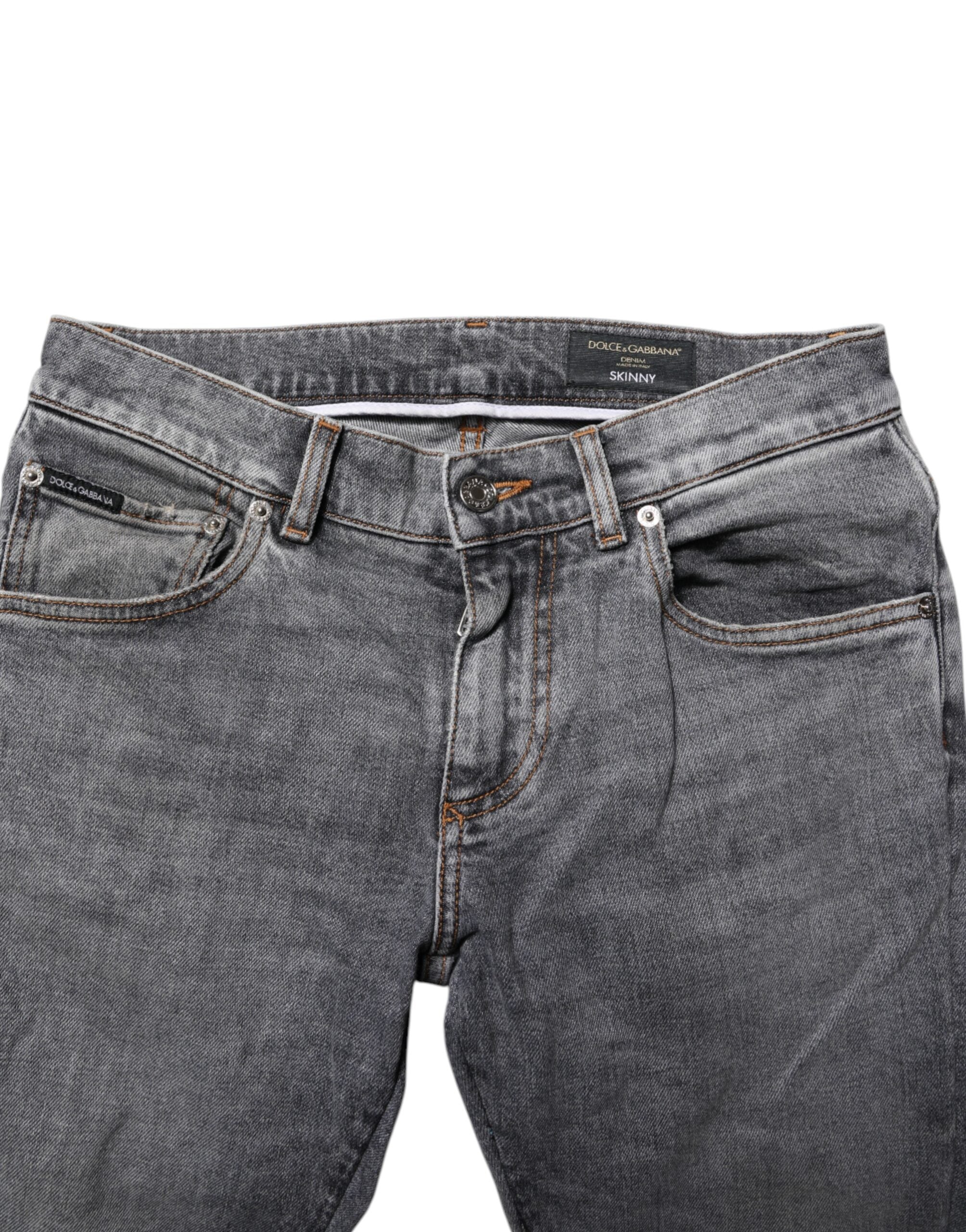 Dolce & Gabbana Gray Cotton Skinny Men Denim Men's Jeans (Pre-Owned)