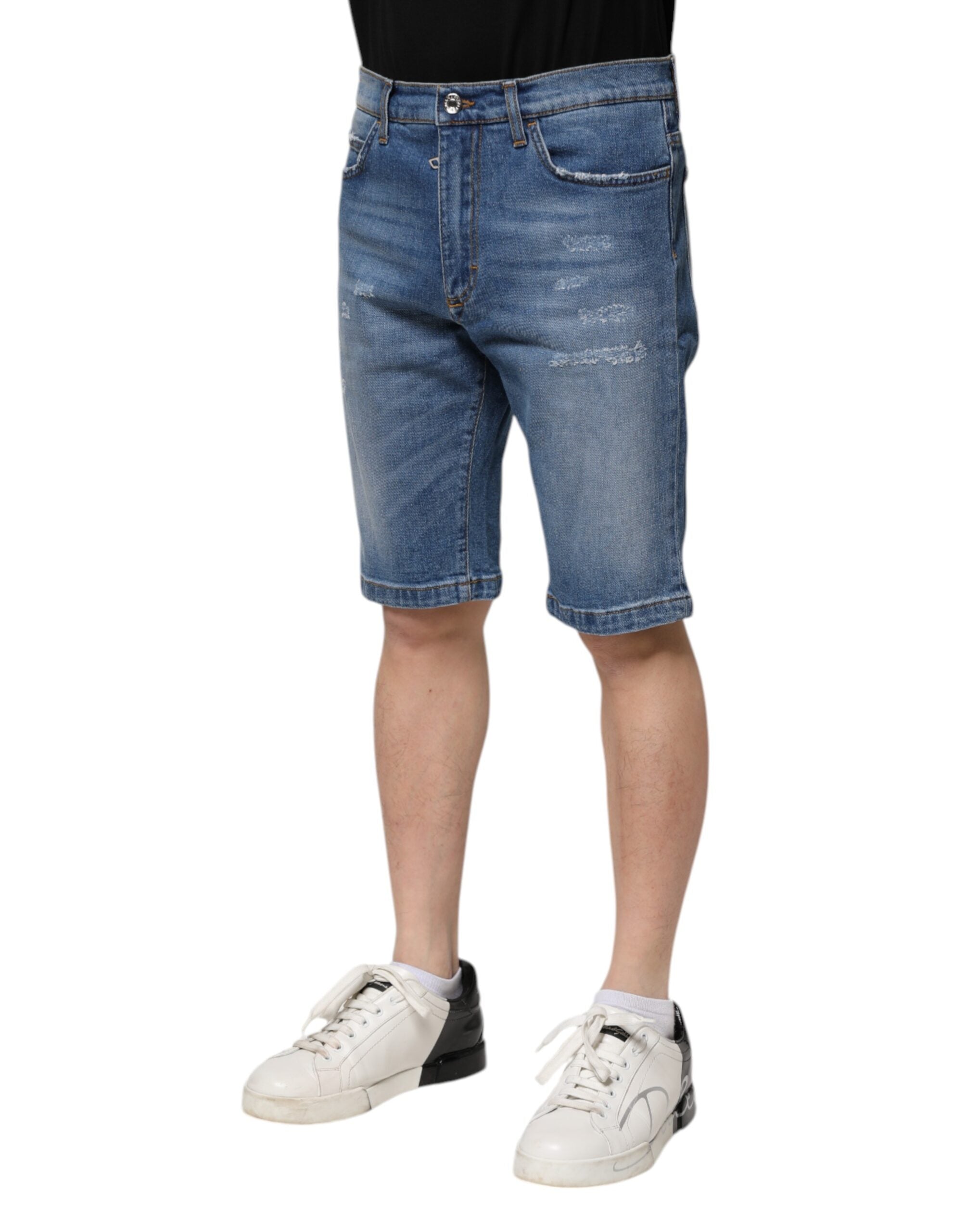 Dolce & Gabbana Blue Cotton Stretch Men Denim Bermuda Men's Shorts