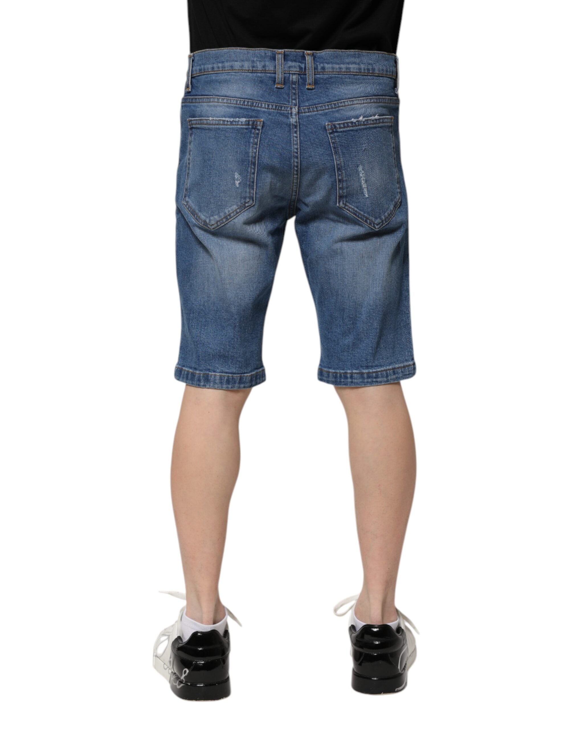 Dolce & Gabbana Blue Cotton Stretch Men Denim Bermuda Men's Shorts