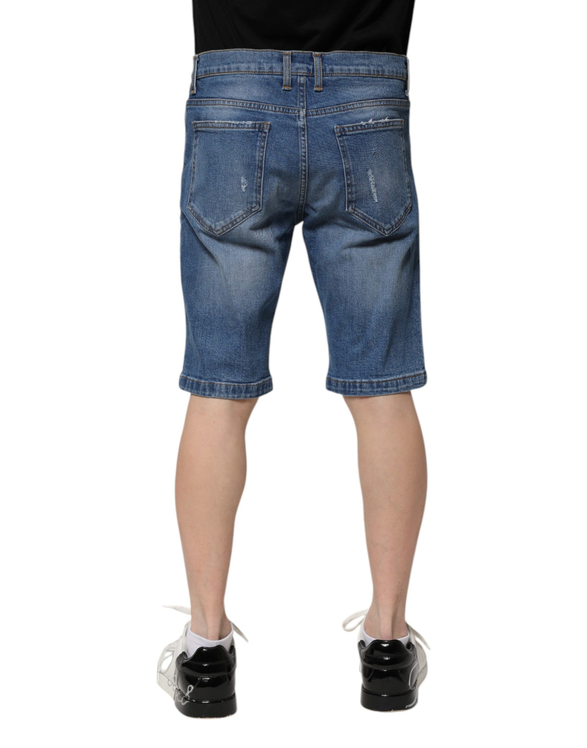 Dolce & Gabbana Blue Cotton Stretch Men Denim Bermuda Men's Shorts