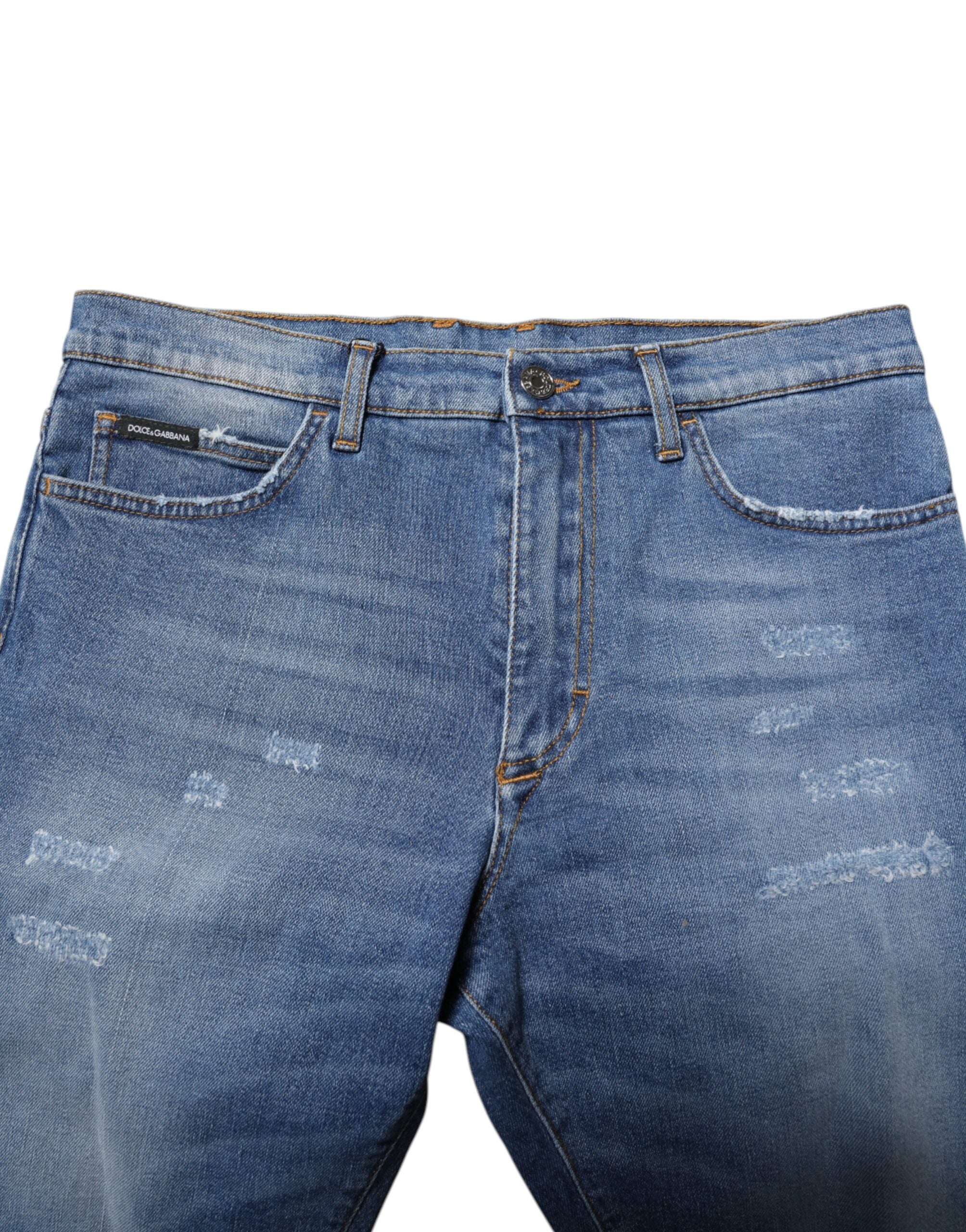 Dolce & Gabbana Blue Cotton Stretch Men Denim Bermuda Men's Shorts