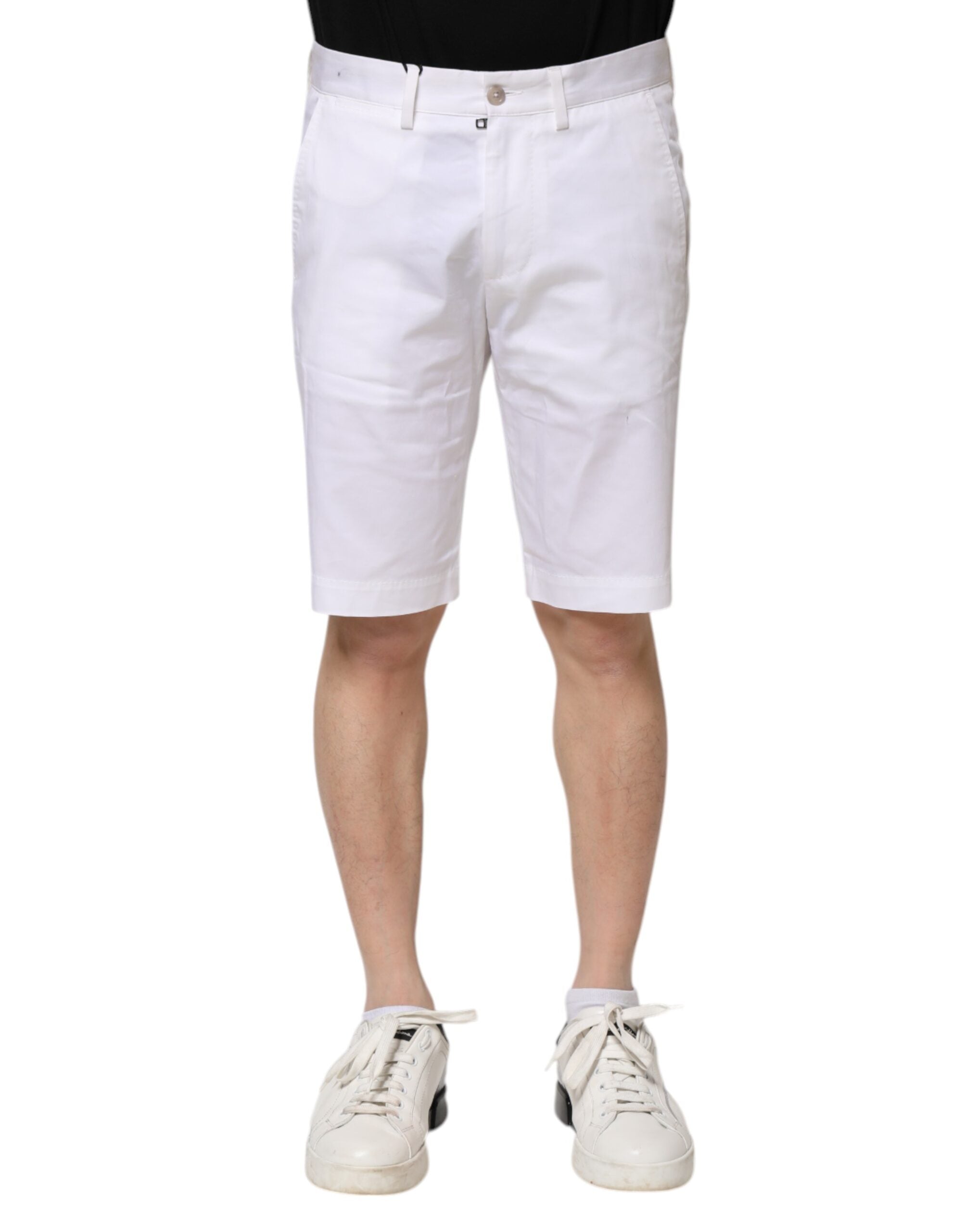 Dolce & Gabbana White Cotton Stretch Men Denim Bermuda Men's Shorts