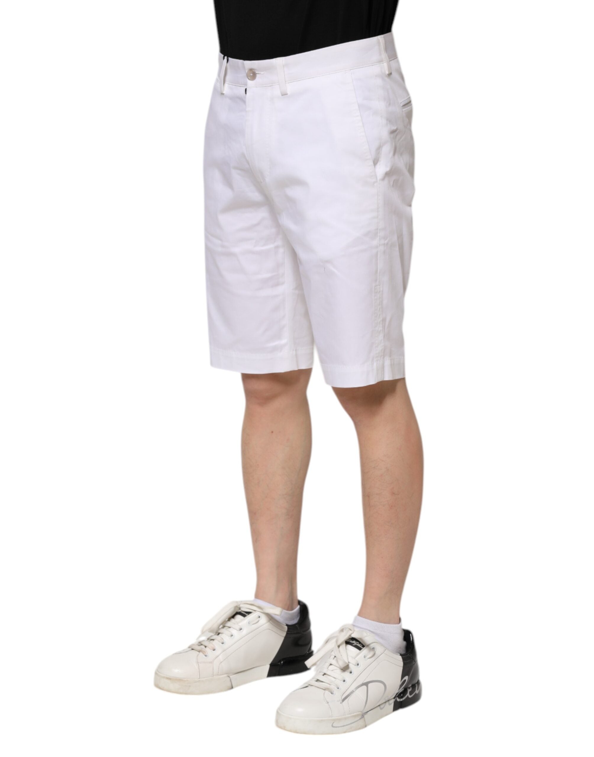 Dolce & Gabbana White Cotton Stretch Men Denim Bermuda Men's Shorts