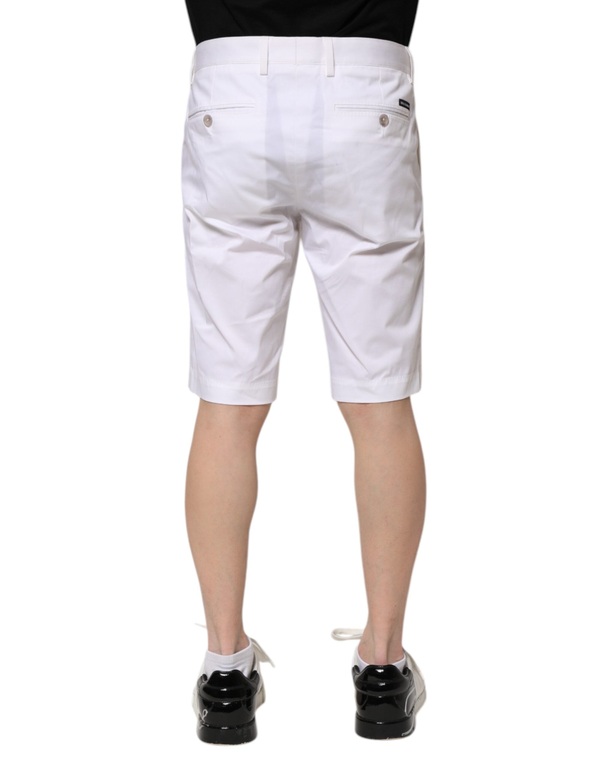 Dolce & Gabbana White Cotton Stretch Men Denim Bermuda Men's Shorts