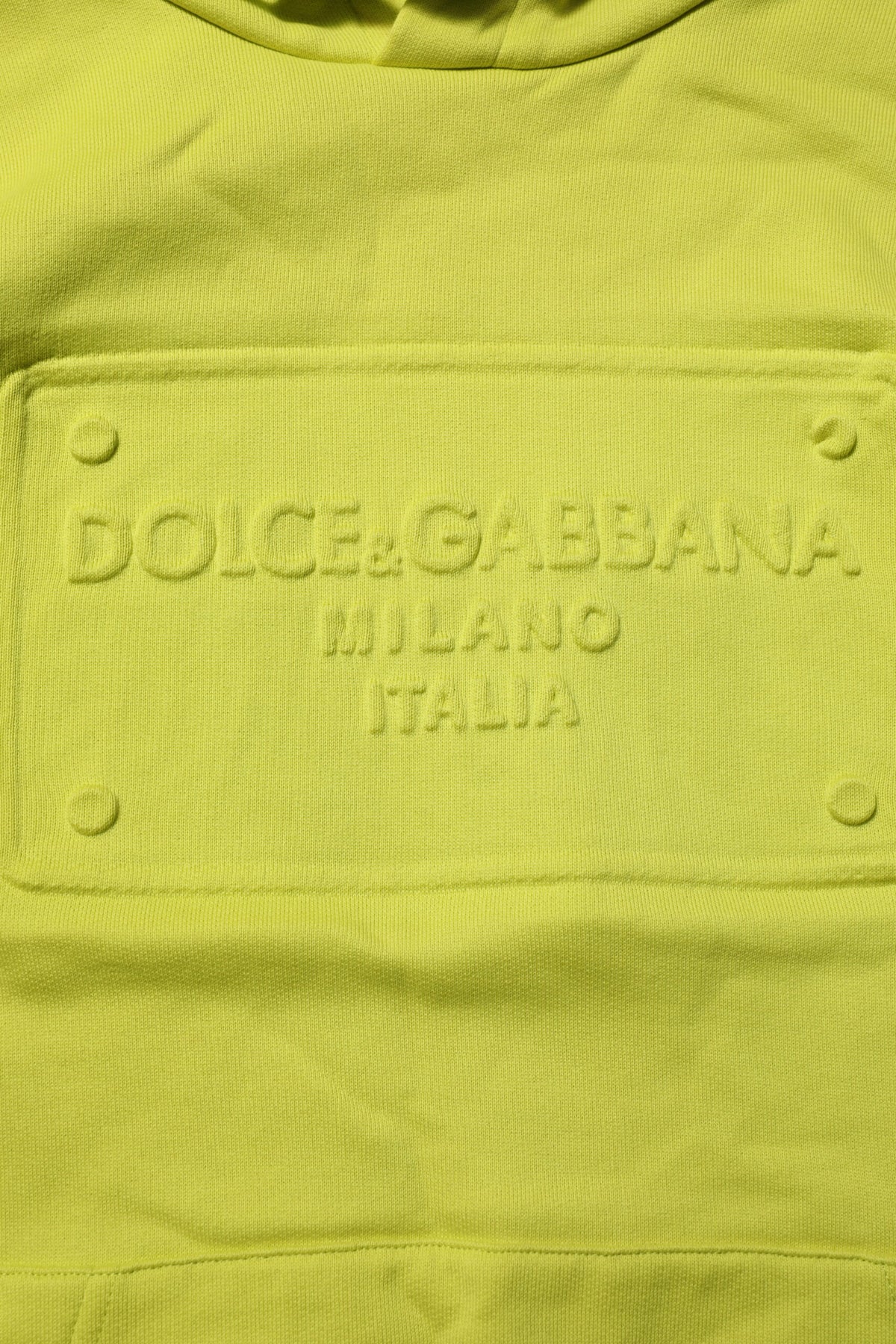 Dolce & Gabbana Green Cotton Hooded Logo Sweatshirt Men's Sweater