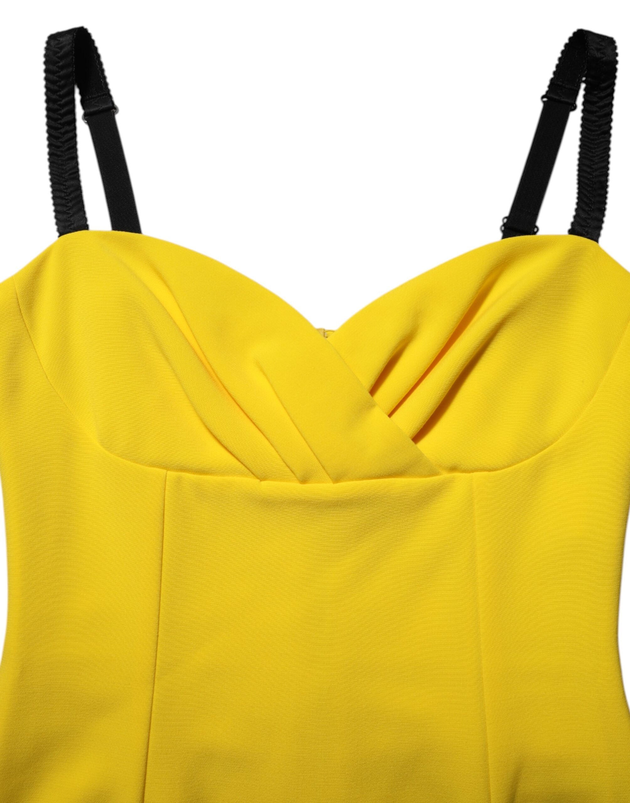 Dolce & Gabbana Yellow Polyester Sleeveless Sheath Midi Women's Dress (Pre-Owned)