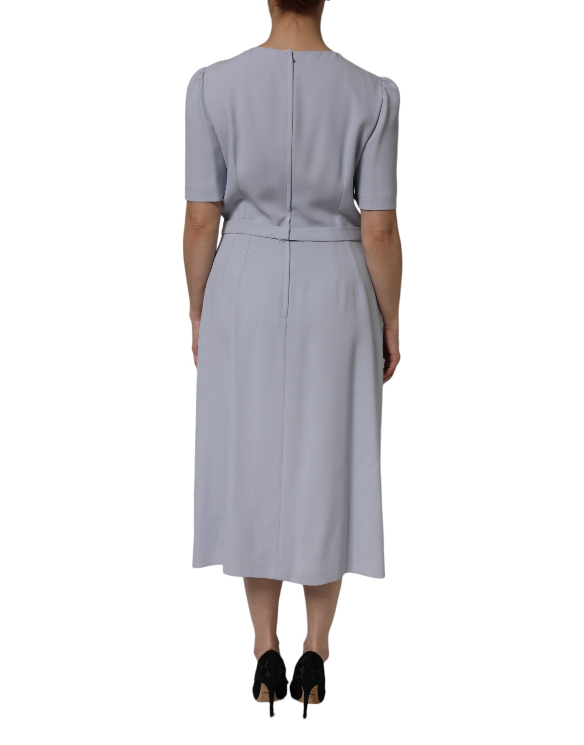 Dolce & Gabbana Gray Viscose ShortSleeve Sheath Midi Women's Dress (Pre-Owned)