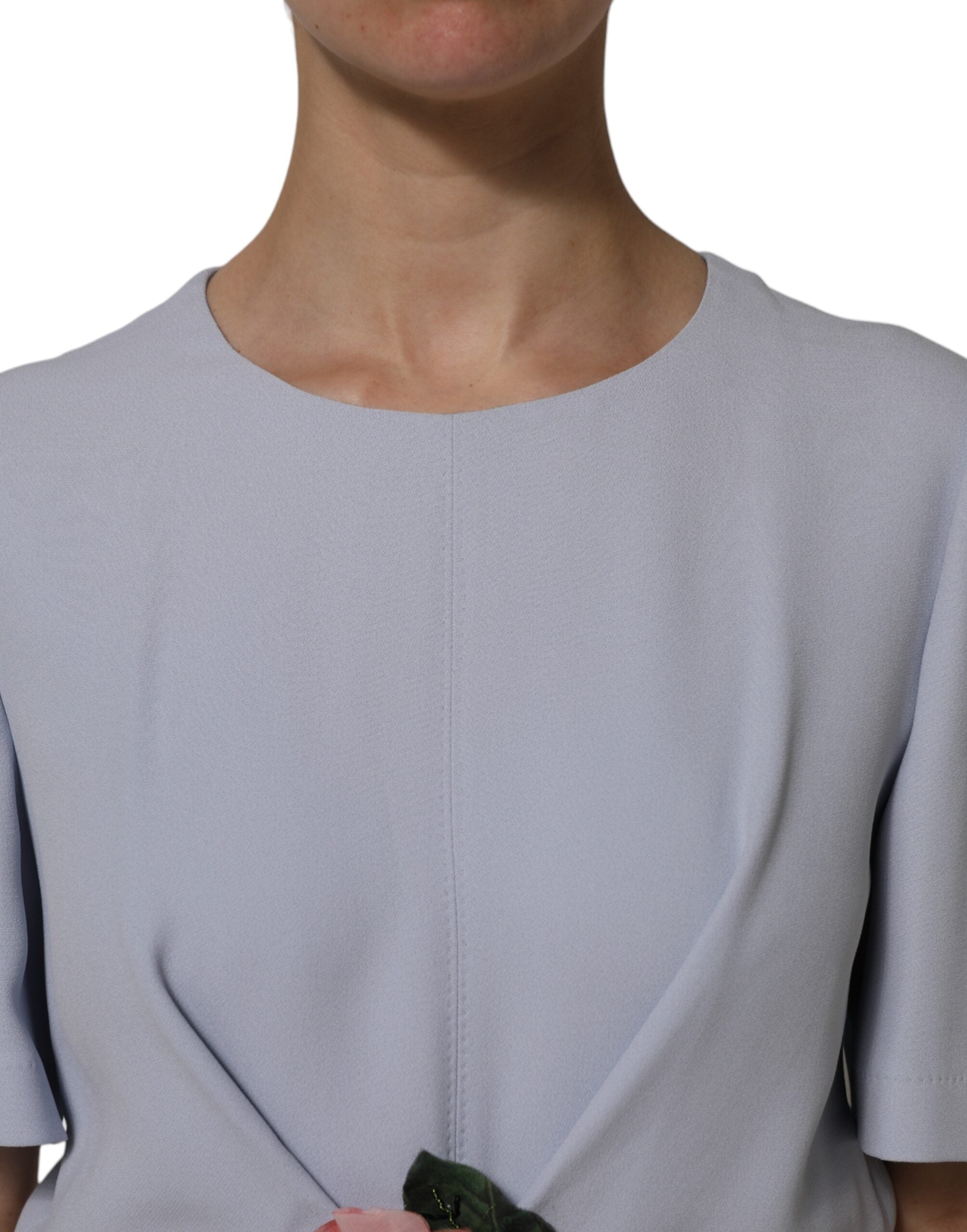 Dolce & Gabbana Gray Viscose ShortSleeve Sheath Midi Women's Dress (Pre-Owned)