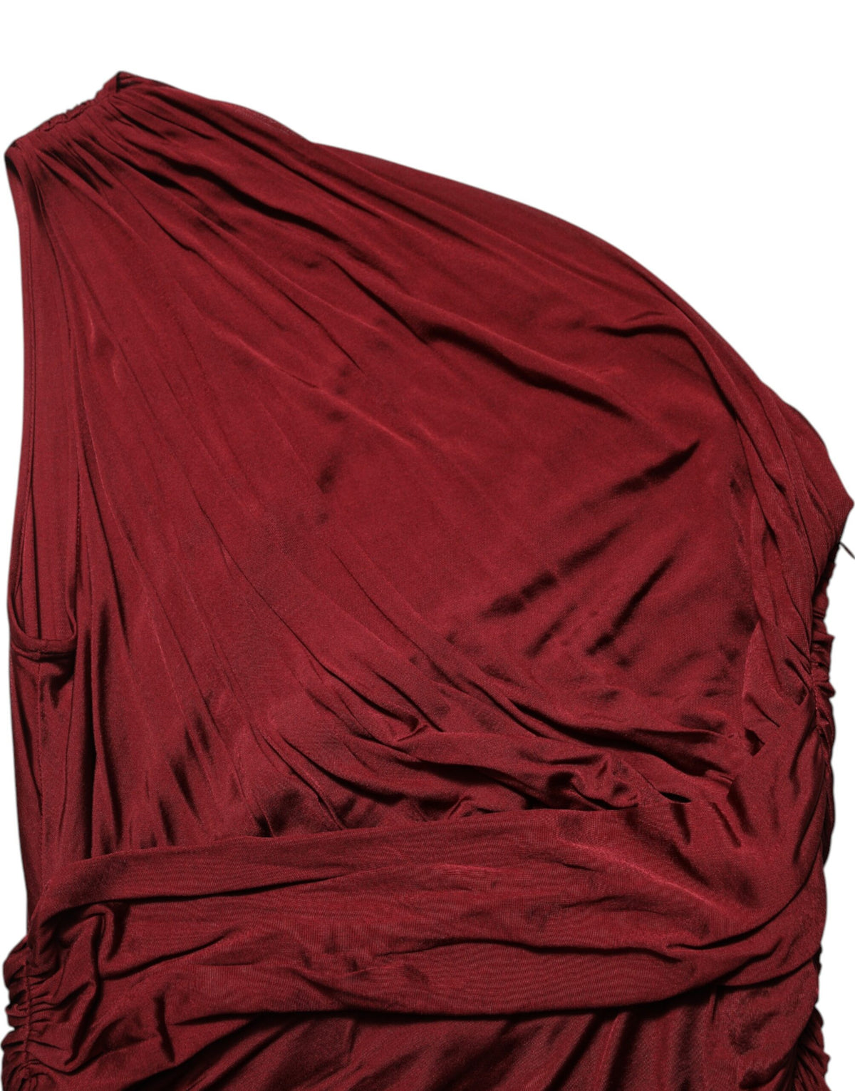 Dolce & Gabbana Red Viscose Fitted One Shoulder Midi Women's Dress (Pre-Owned)