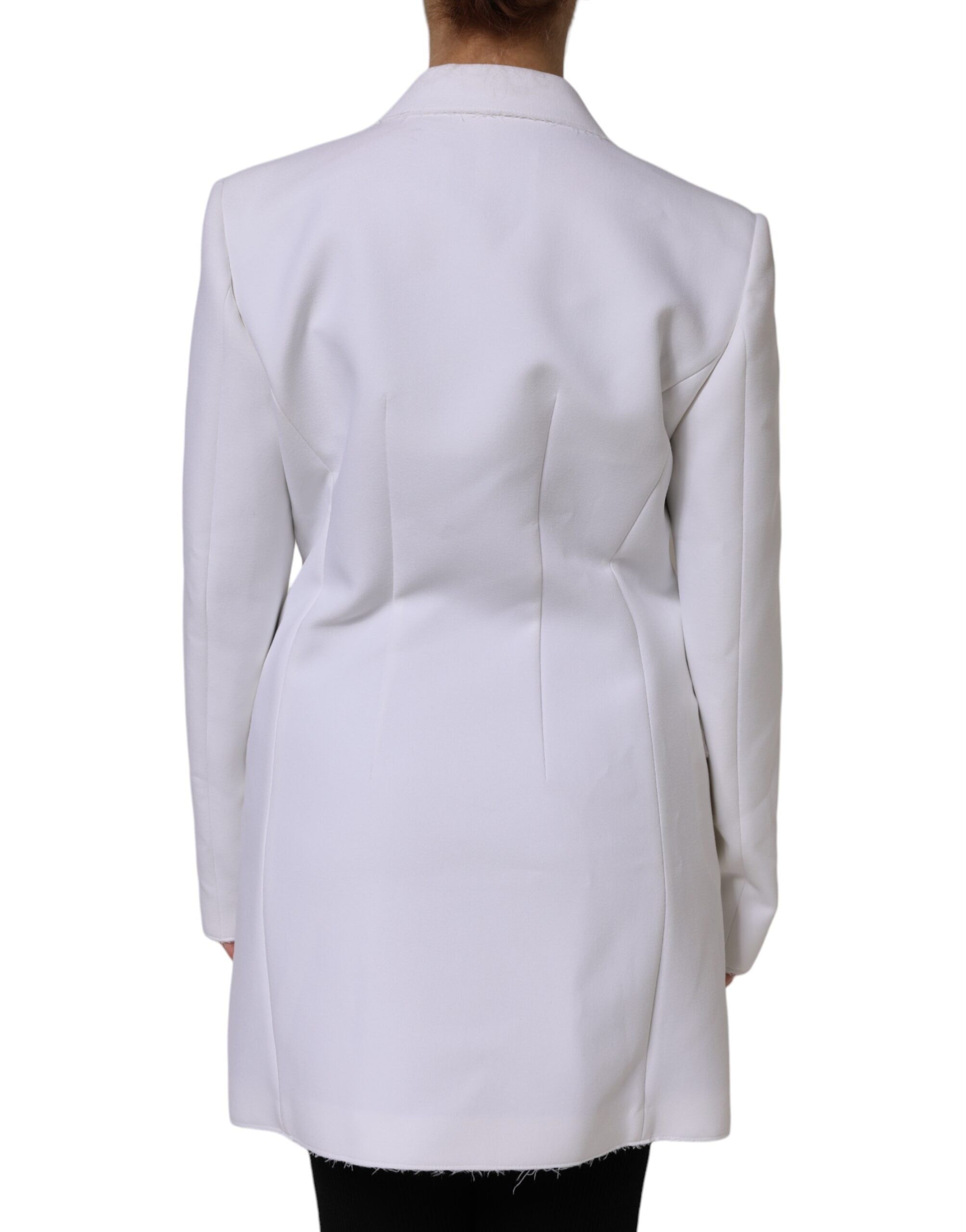 MSGM White Polyester Long Sleeves Ruffled Wrap Women's Jacket