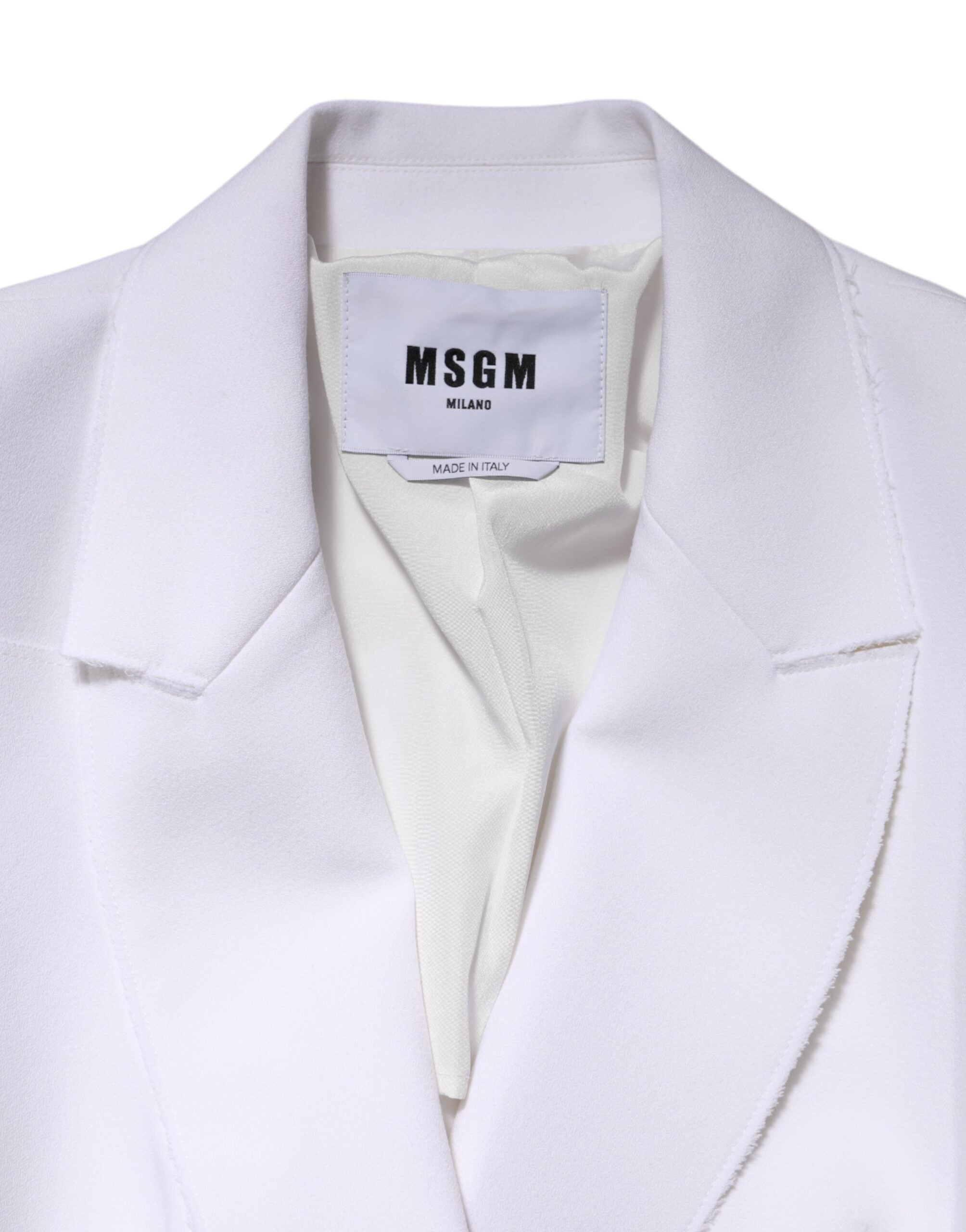 MSGM White Polyester Long Sleeves Ruffled Wrap Women's Jacket