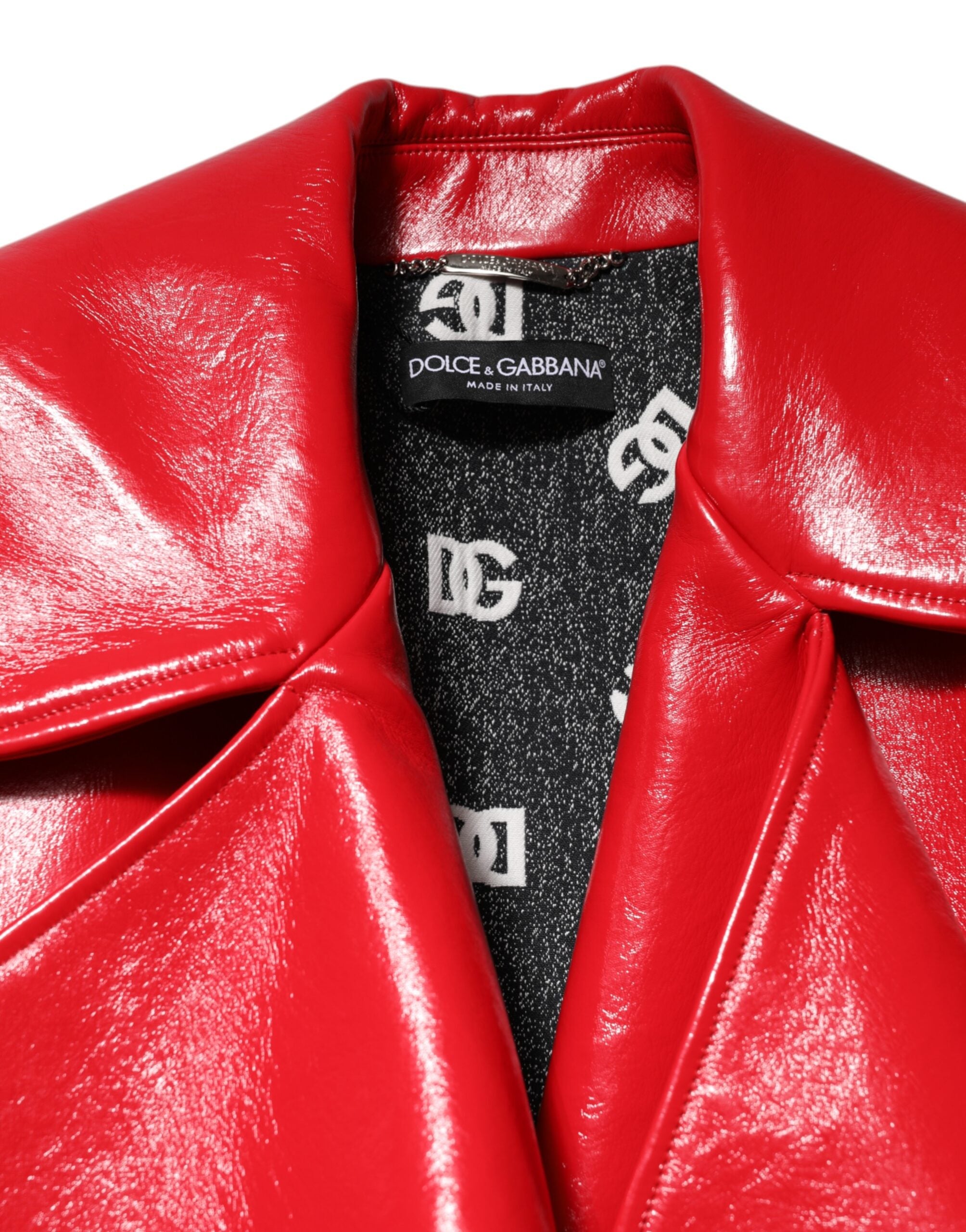 Dolce & Gabbana Red Lambskin Full Zipper Women's Jacket (Pre-Owned)