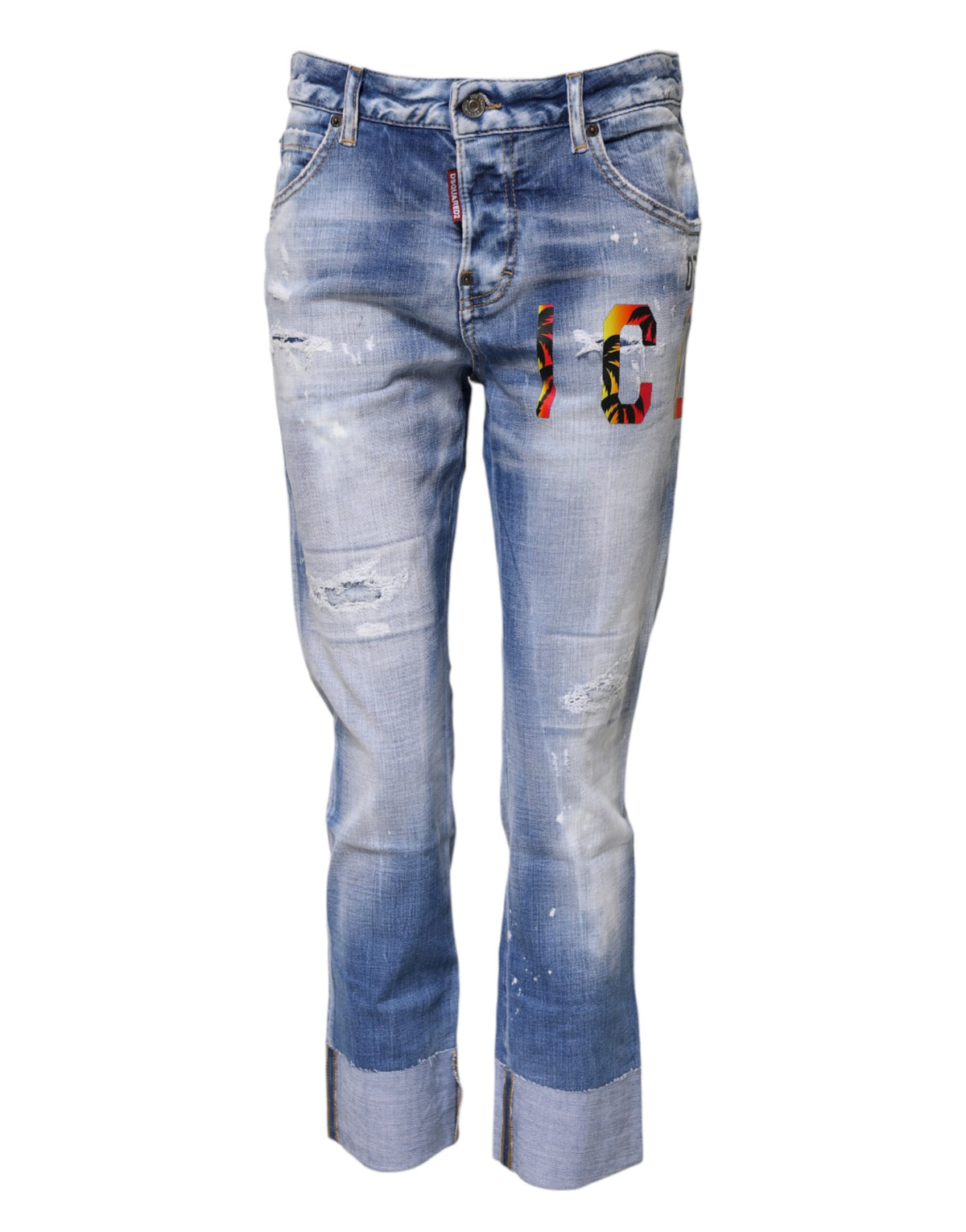 Dsquared² Blue Washed Cotton Mid Waist Skinny Denim Women's Jeans