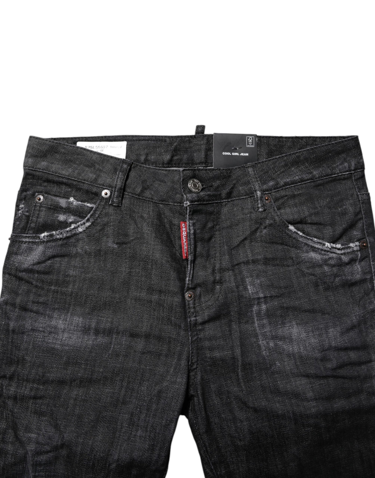 Dsquared² Black Washed Cotton Mid Waist Skinny Women's Jeans