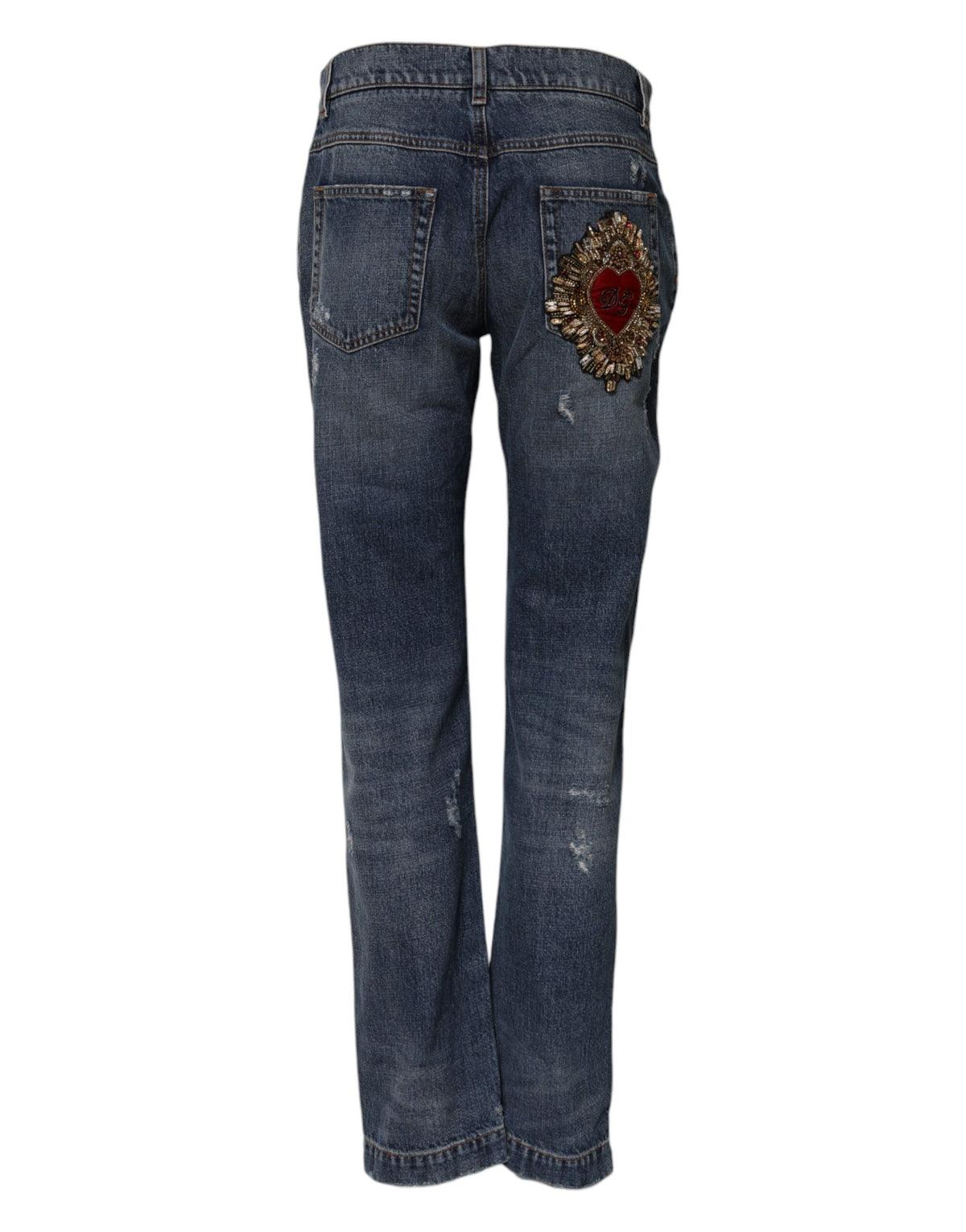Dolce & Gabbana Blue Cotton Tattered Boyfriend Denim Women's Jeans