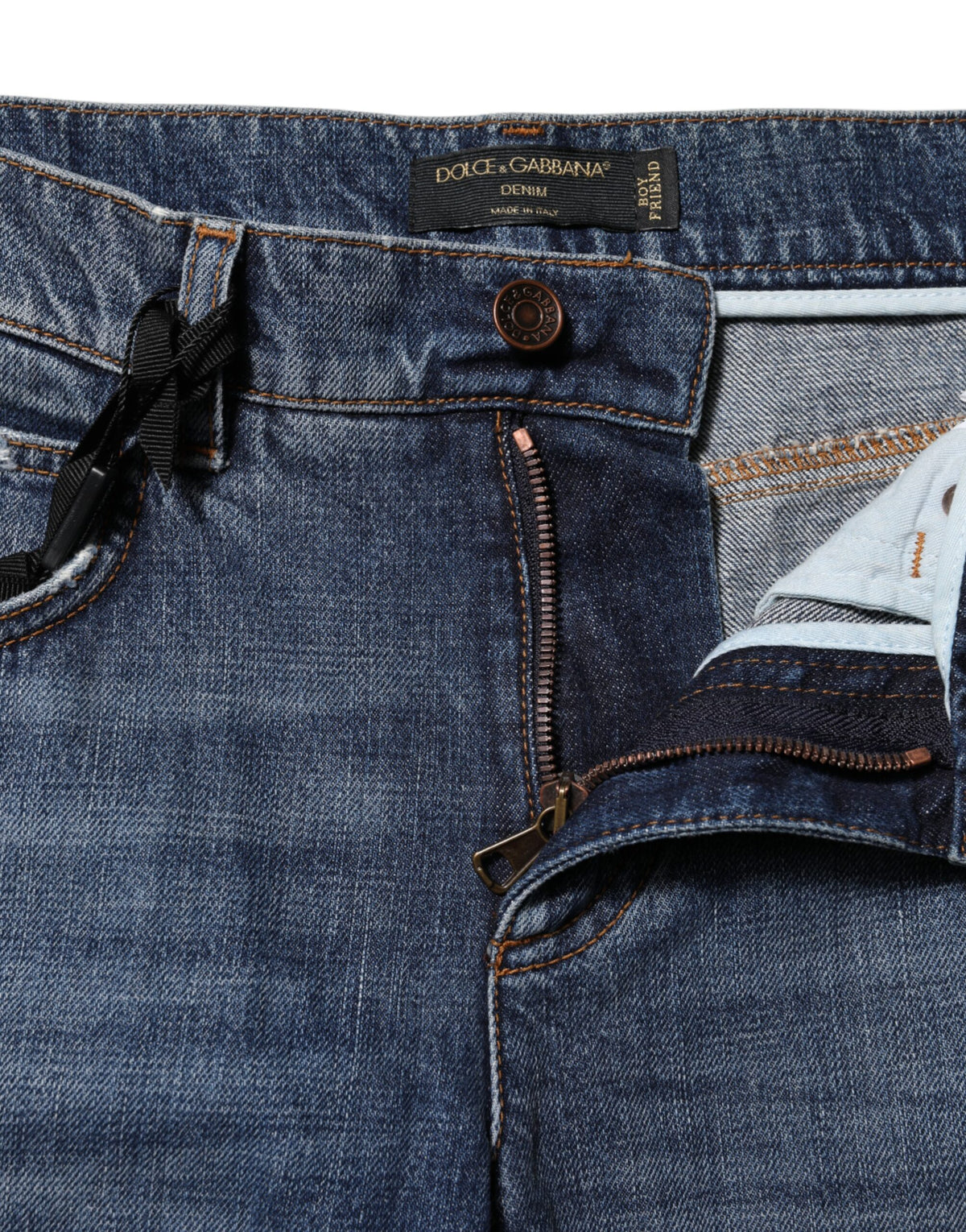 Dolce & Gabbana Blue Cotton Tattered Boyfriend Denim Women's Jeans