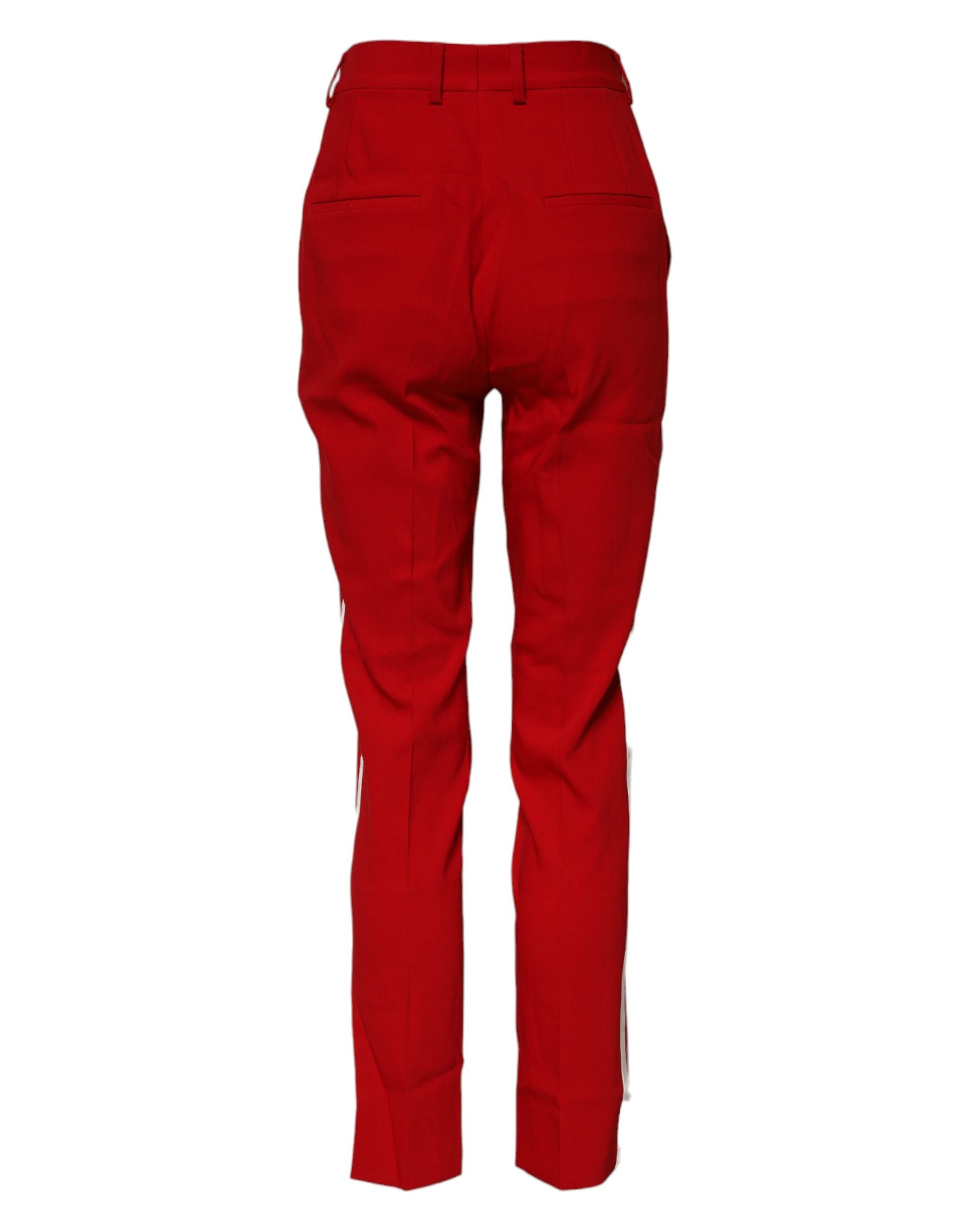 Dolce & Gabbana Red Wool Mid Waisted Tapered Women's Pants (Pre-Owned)