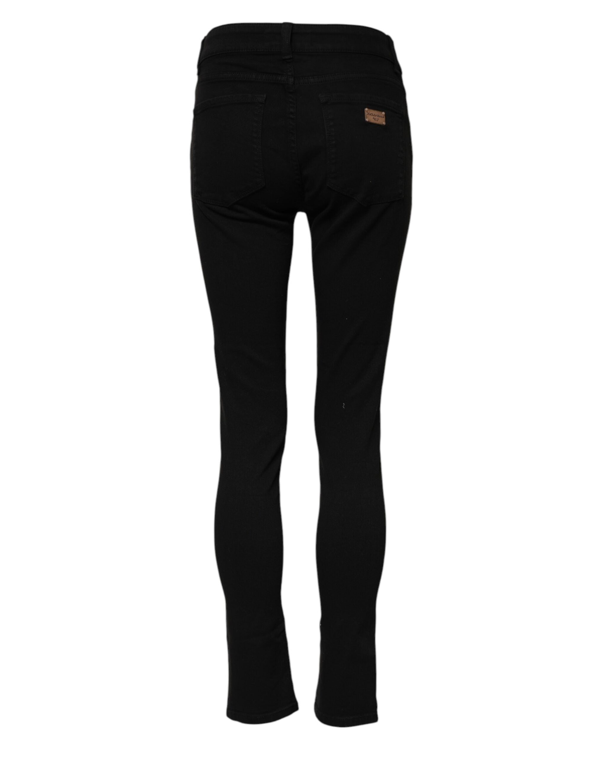 Dolce & Gabbana Black Skinny Cotton Mid Waisted Denim Women's Jeans