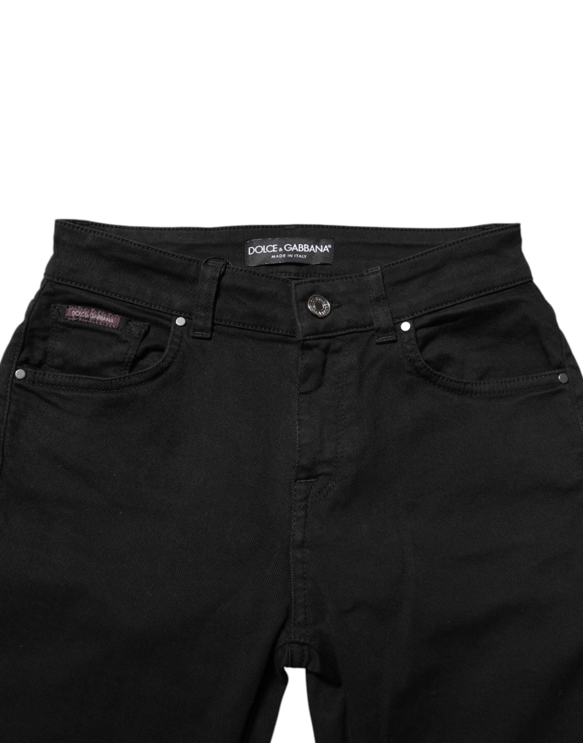 Dolce & Gabbana Black Skinny Cotton Mid Waisted Denim Women's Jeans