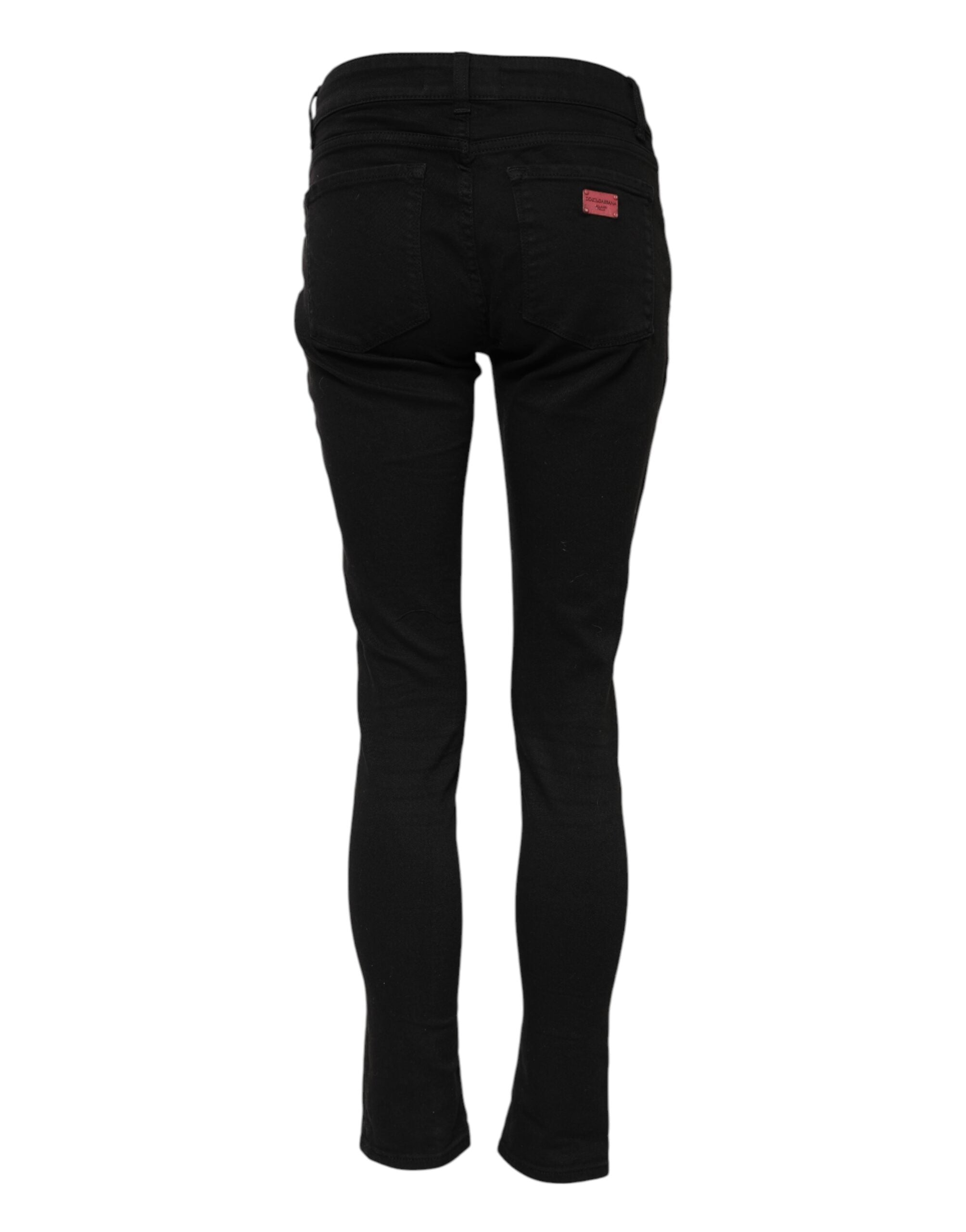 Dolce & Gabbana Black Cotton Skinny Mid Waisted Denim Women's Jeans