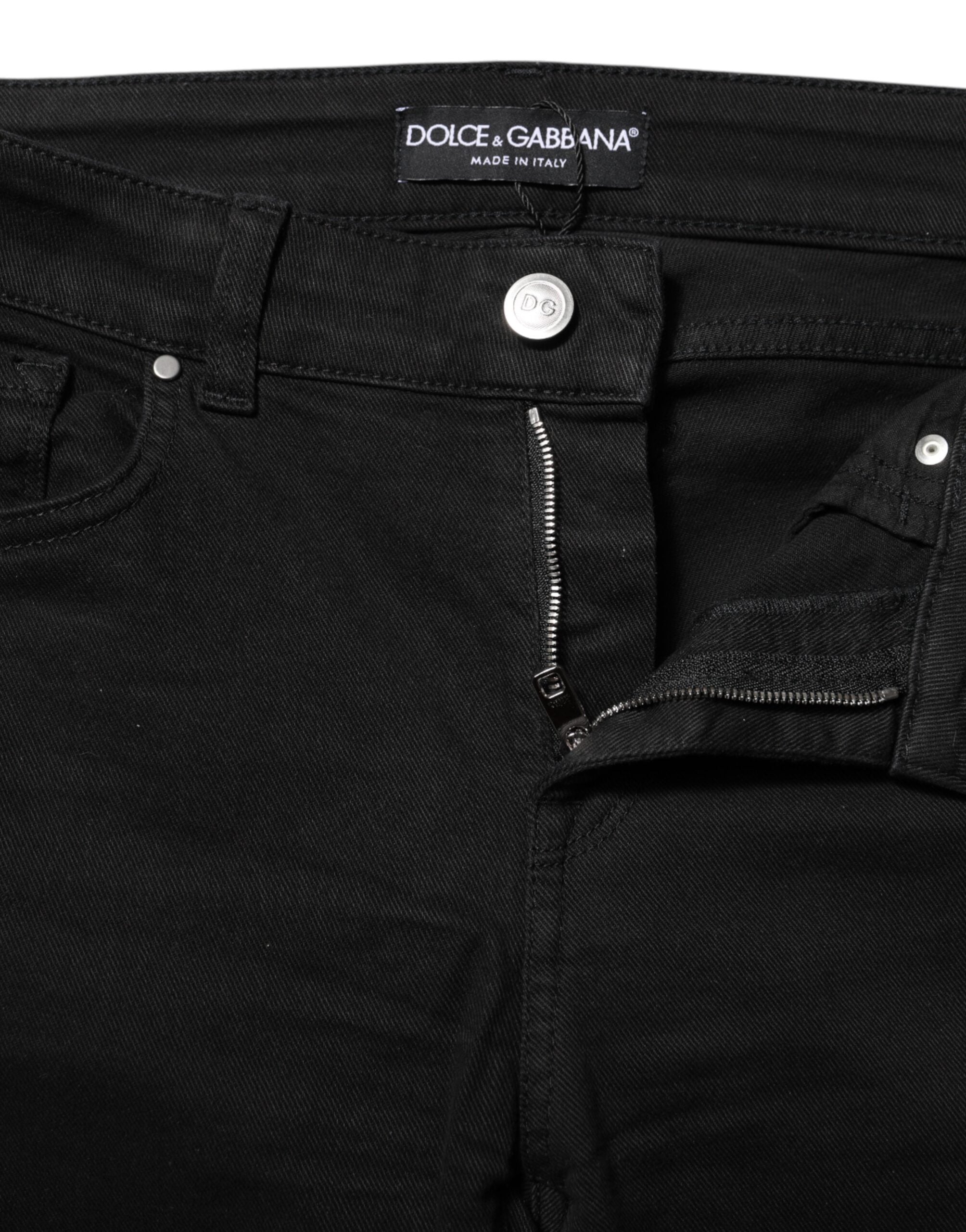 Dolce & Gabbana Black Cotton Skinny Mid Waisted Denim Women's Jeans
