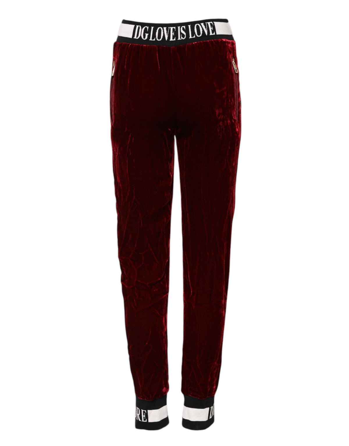 Dolce & Gabbana Red Viscose DG Logo Mid Waist Women's Pants (Pre-Owned)