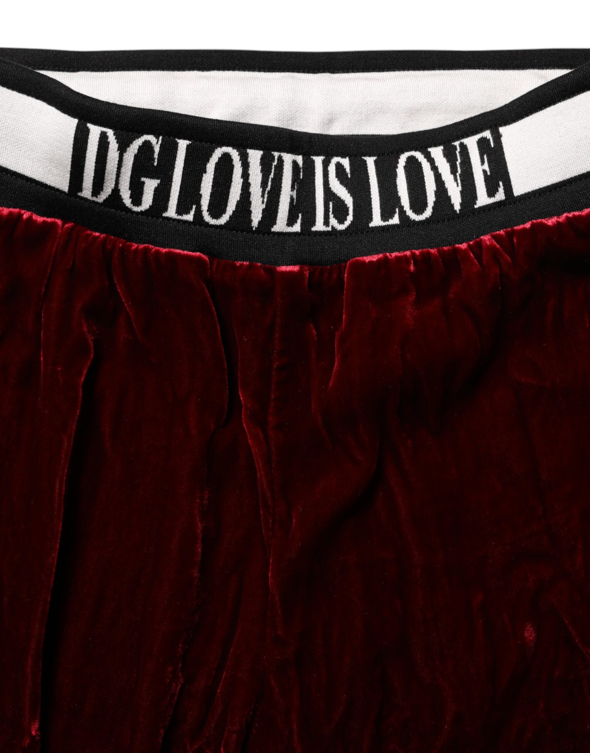 Dolce & Gabbana Red Viscose DG Logo Mid Waist Women's Pants (Pre-Owned)